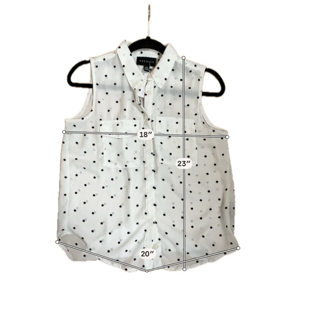 Premise white/black Sleeveless Polka Dot Sleeveless Button-Up Blouse White & Black Size Small - Size S
