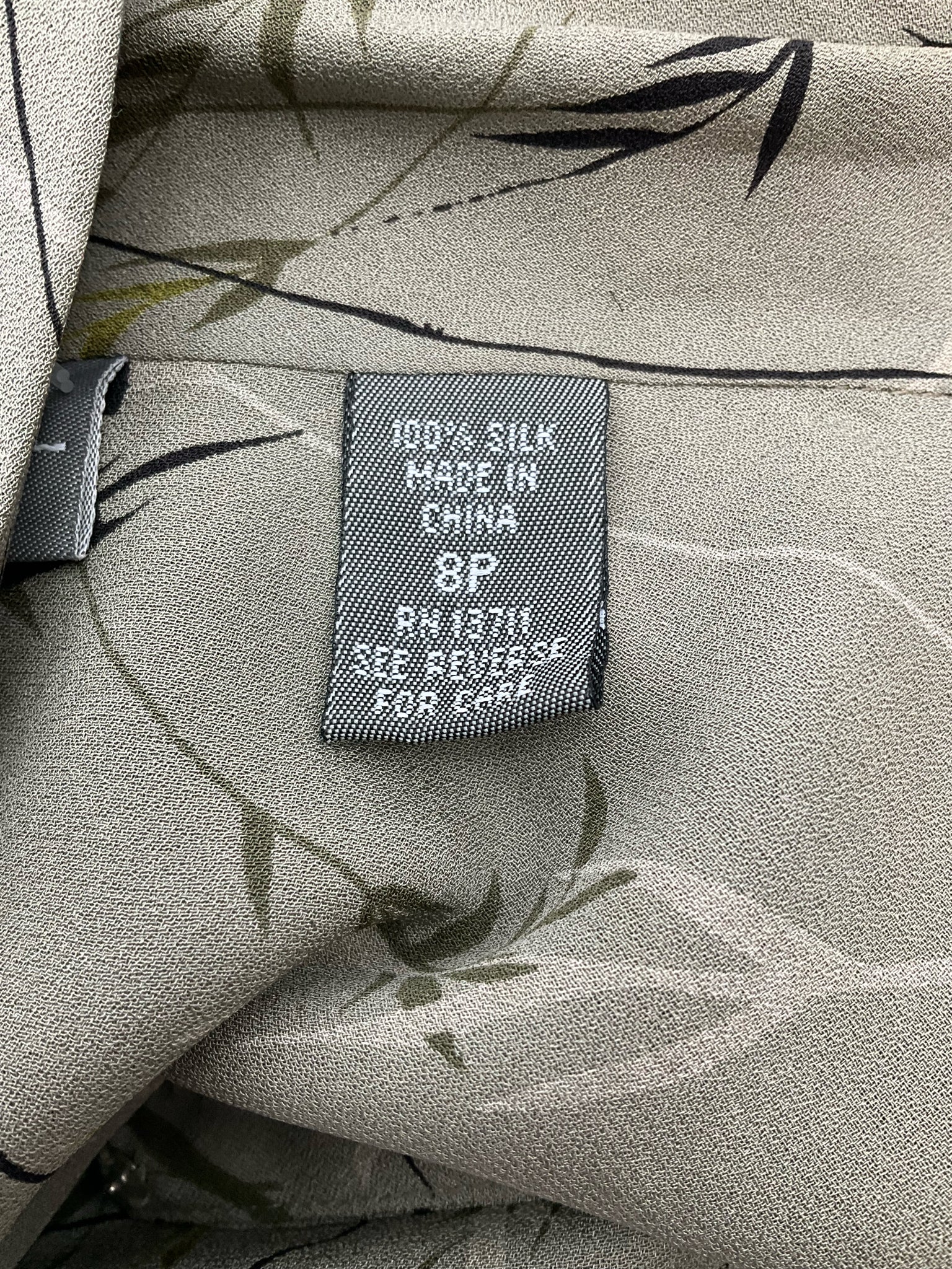 Kate Hill Olive/Multi Print Pre-Owned Ladies Blouse - Size 8 Petite