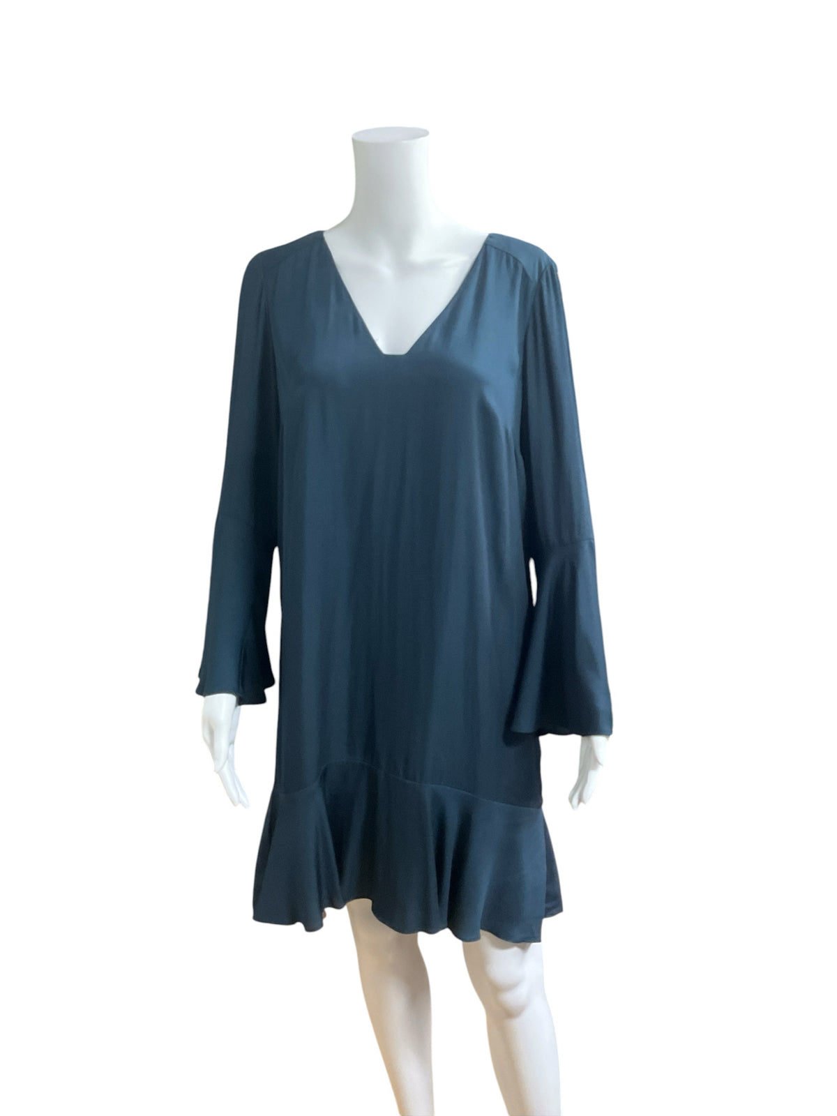 Maeve by Anthropologie Turquoise Solid V-Neck Bell Sleeve Dress Size M - ONLINE ONLY