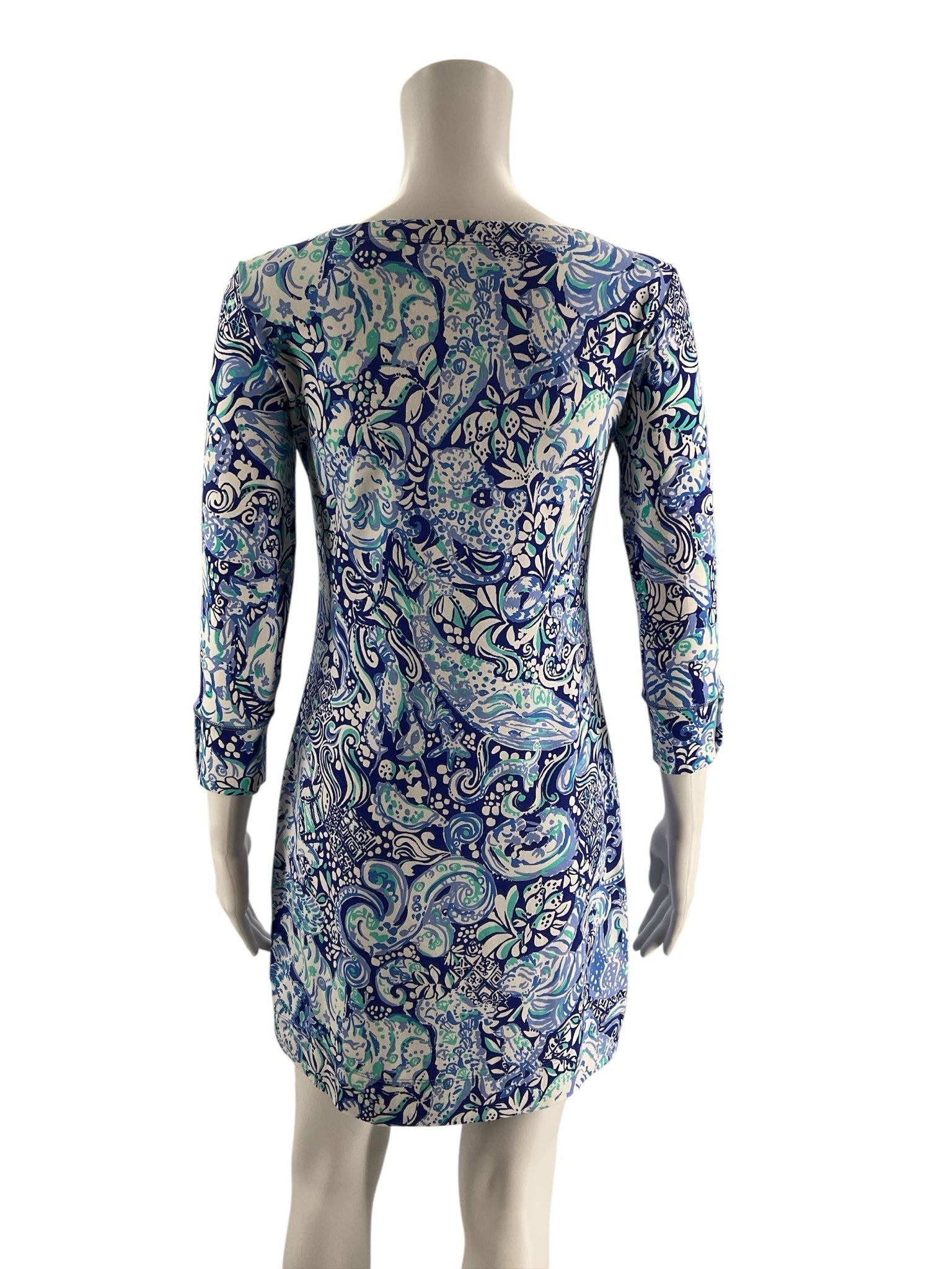 Lilly Pulitzer White/Blue Print Pre-Owned Ladies Dress - Size XS