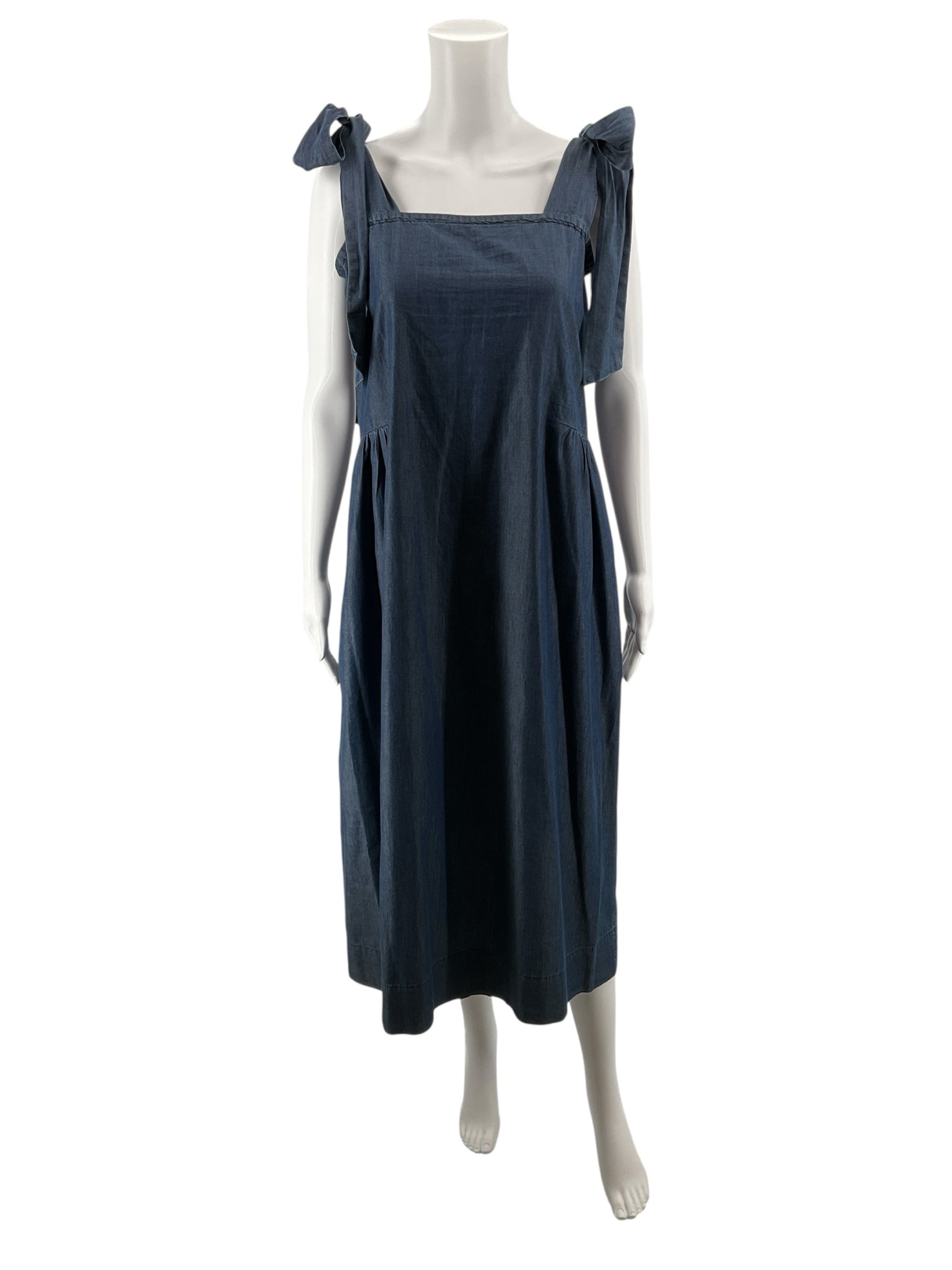Hatch The Anaelle Tie Shoulder Midi Dress Indigo Blue Size Small