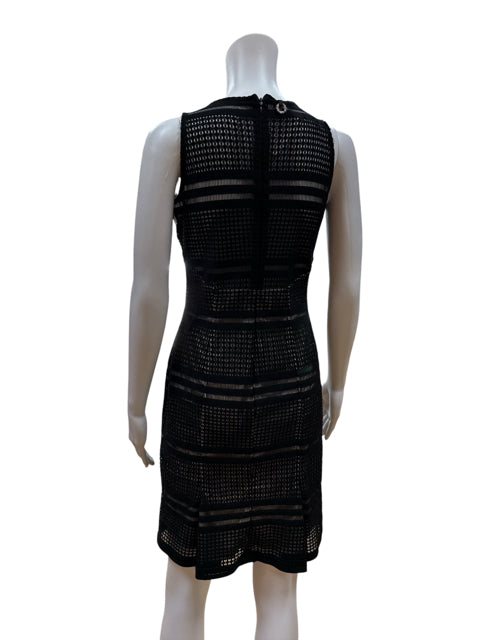 Save The Queen! black/tan Sheath Black & Tan Fringe Mesh Sheath Dress Size Medium - Size M