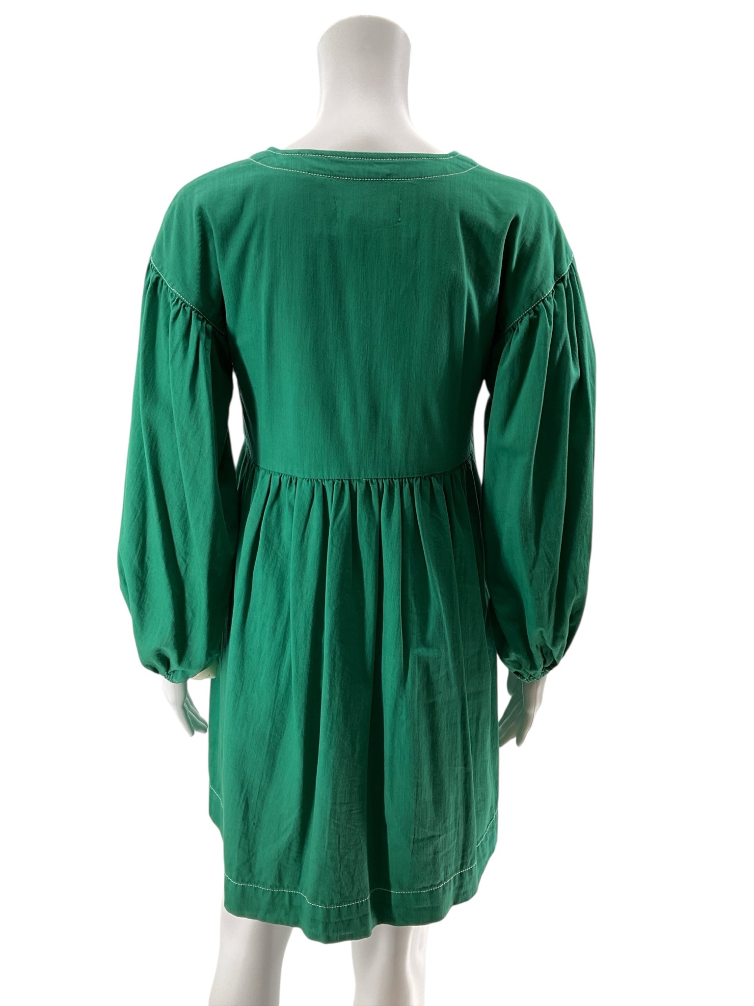 By Anthropologie Emerald Green Cotton Babydoll Tunic Dress Size XXS