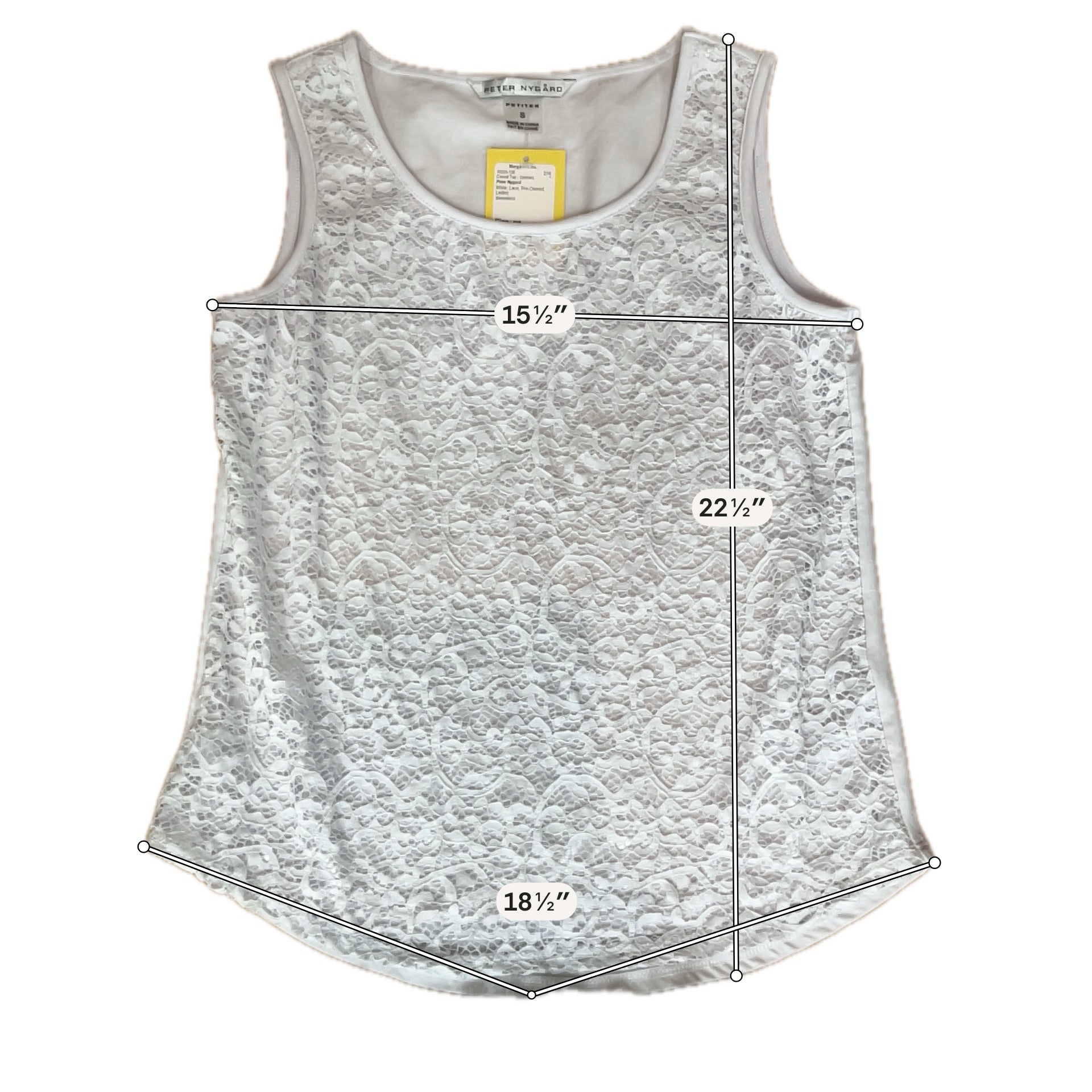 Peter Nygard Petites White Floral Lace Overlay Lined Tank Top | Size PS