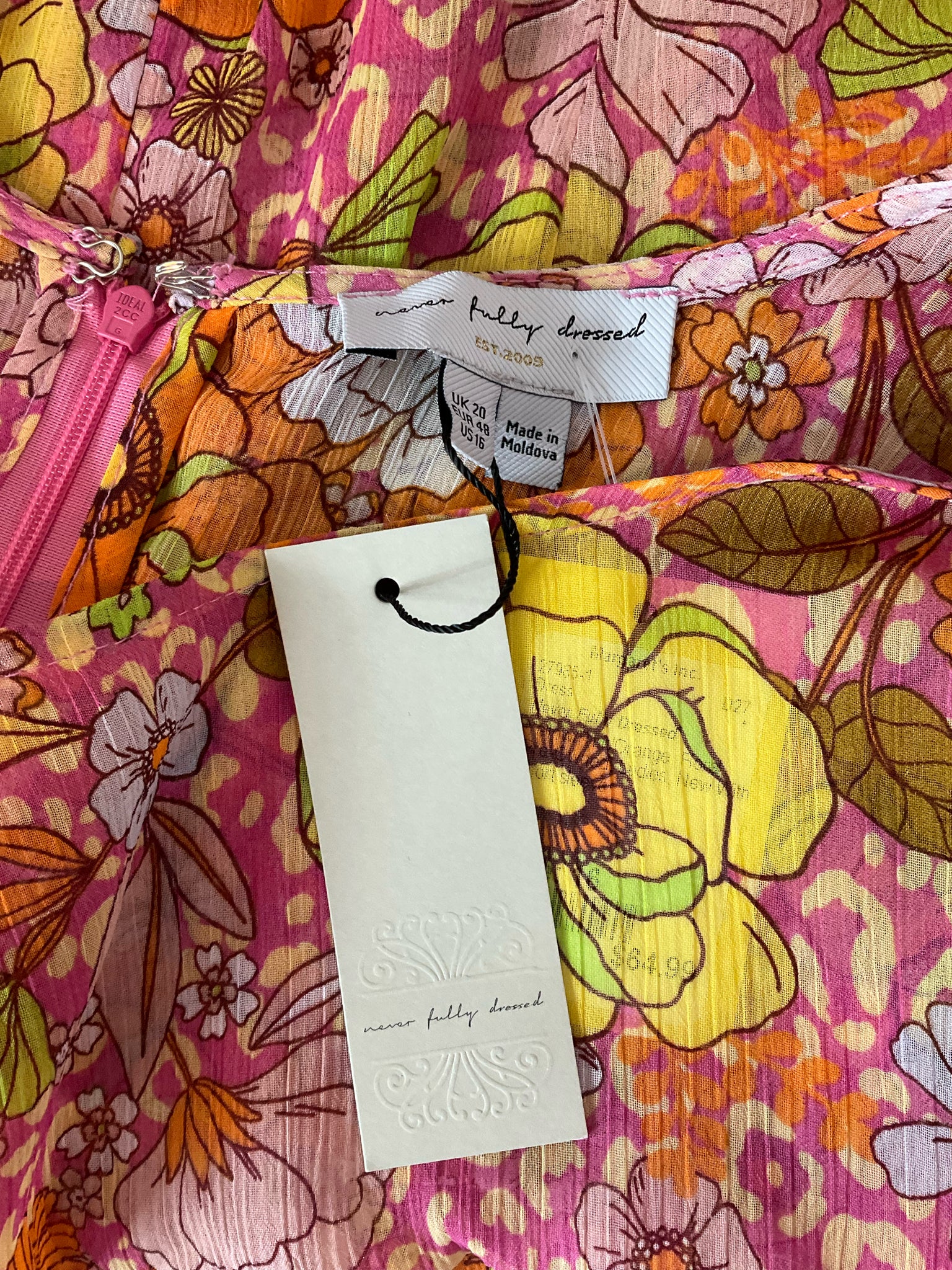 Never Fully Dressed Yellow/Pink/Orange Maxi Vienna Floral Wrap Dress UK 16 / US 12 NWT - Size 16