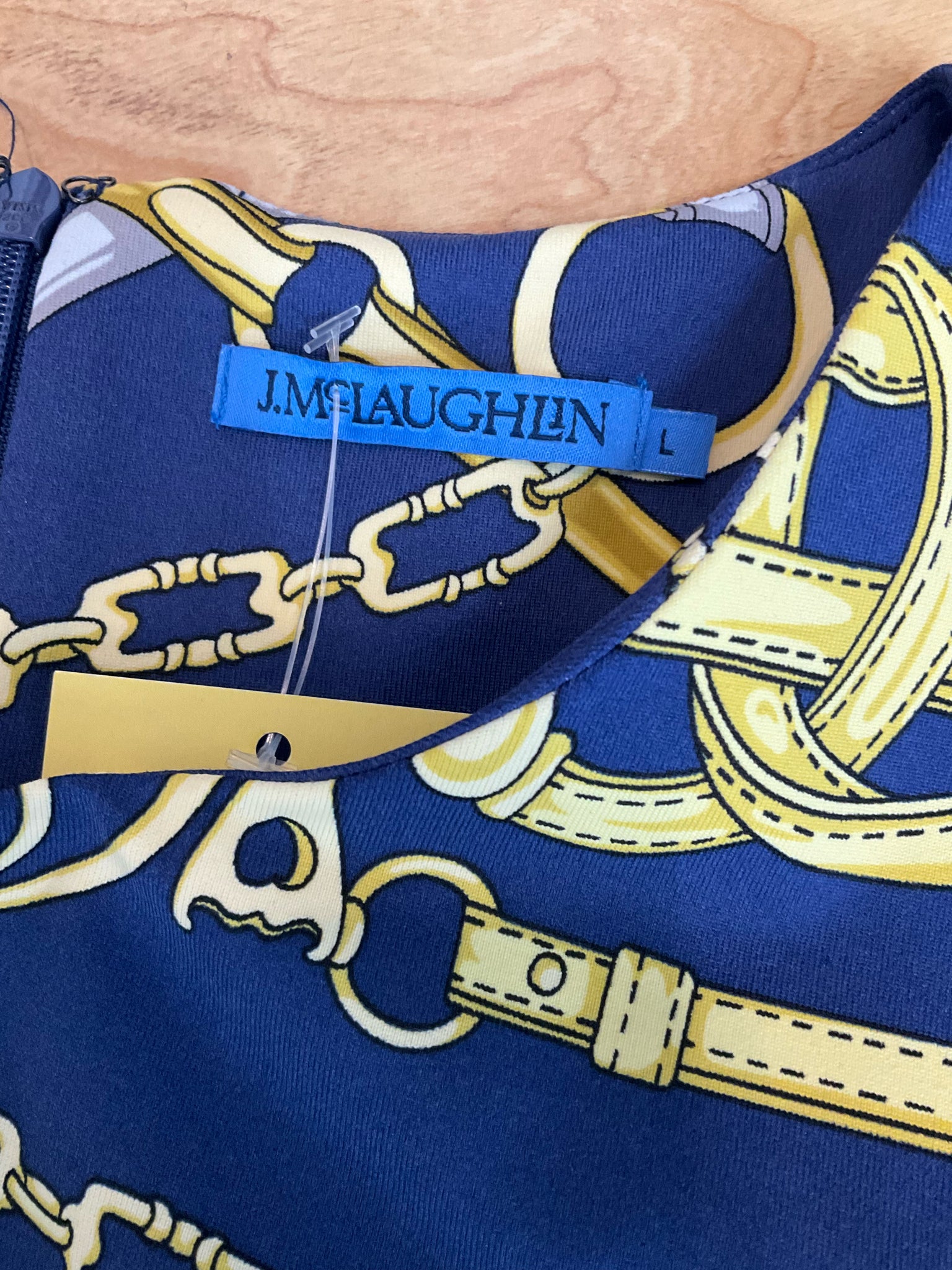 J. McLaughlin Catalina Cloth Equestrian Chain Print Sheath Dress Size Large