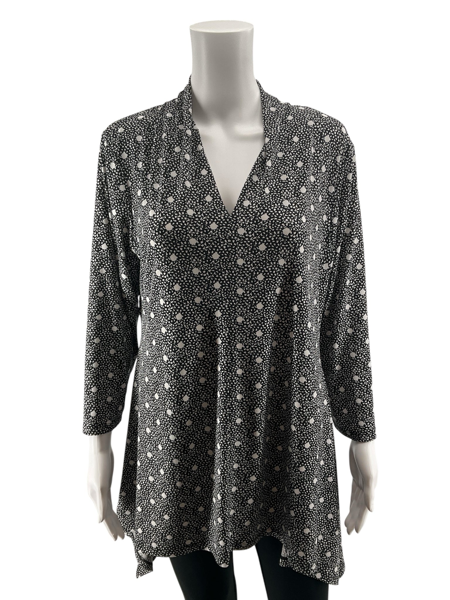 Chaus New York Abstract Print V-Neck Tunic Top Size XL
