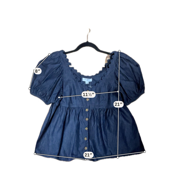 Kika Vargas for Target Blue Peplum Kika Vargas Blue Solid Pre-Owned Ladies Casual Top - Size XS - Size XS