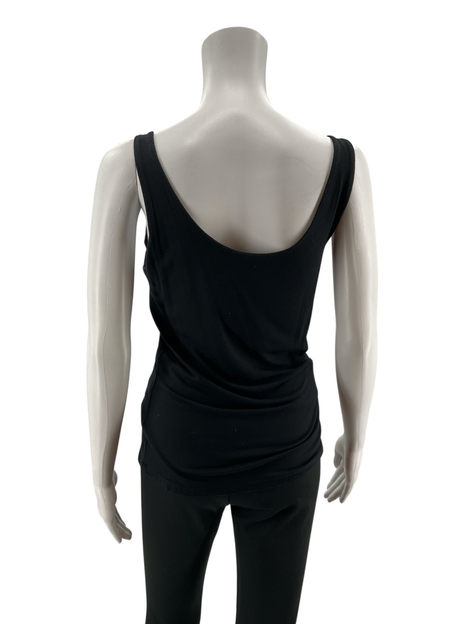 Karen Kane Ruched Bust Scoop Neck Tank Top Black XL Stretch USA Made