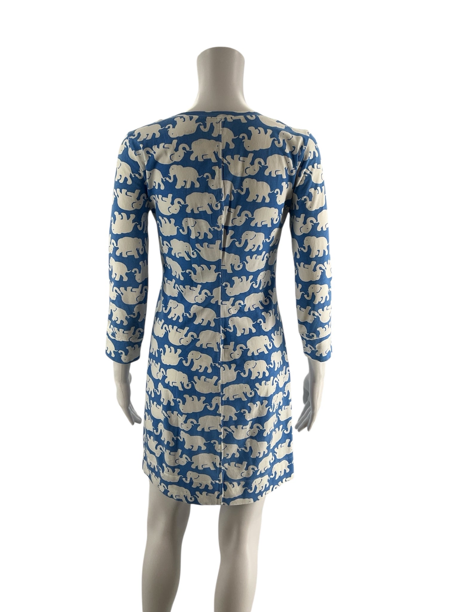 Lilly Pulitzer White/Blue Elephants Pre-Owned Ladies Dress - Size XS