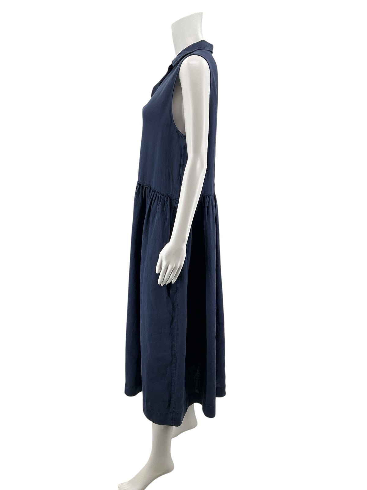 Frank & Eileen Daphne Sleeveless Navy Blue 100% Linen Maxi Dress Size Small - ONLINE ONLY