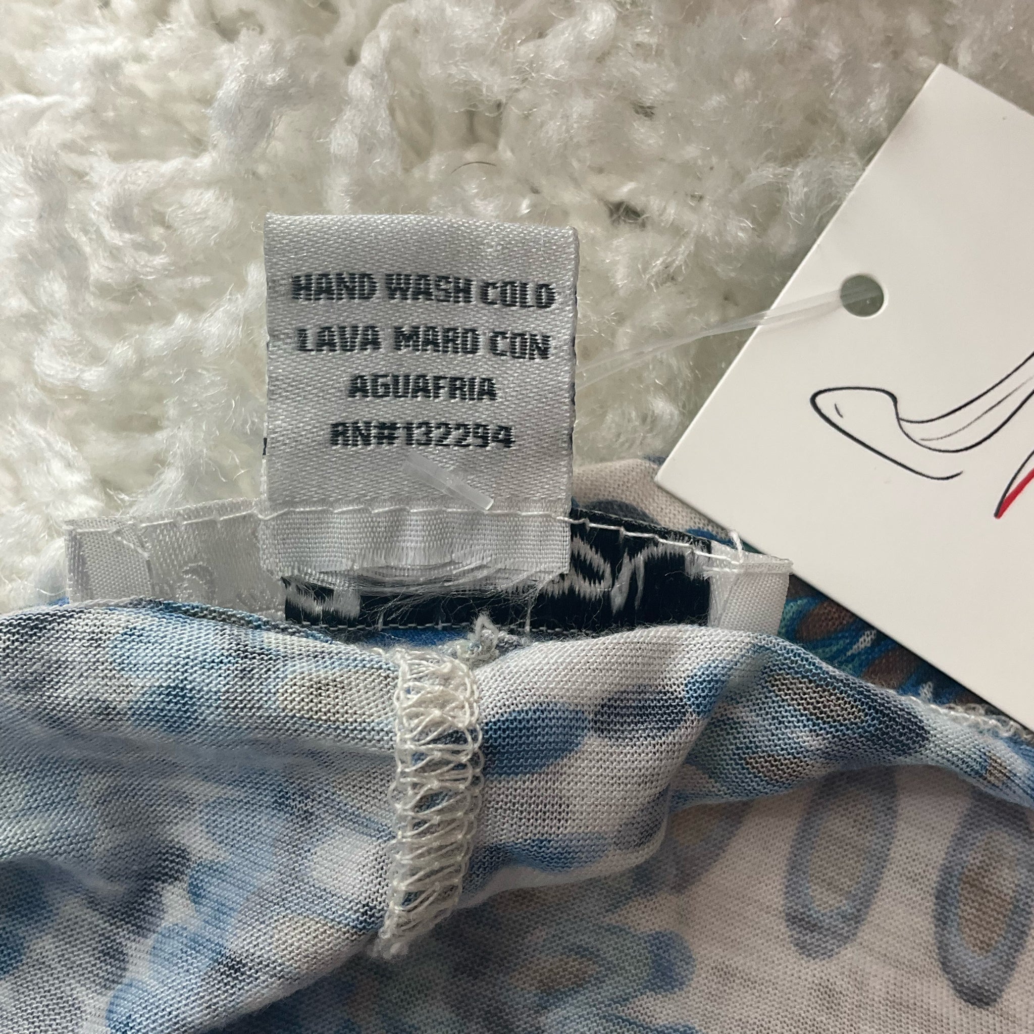 Swooh Blue/Green/White Print Pre-Owned Ladies Top - Size Small - Margaret’s Fine Consignment