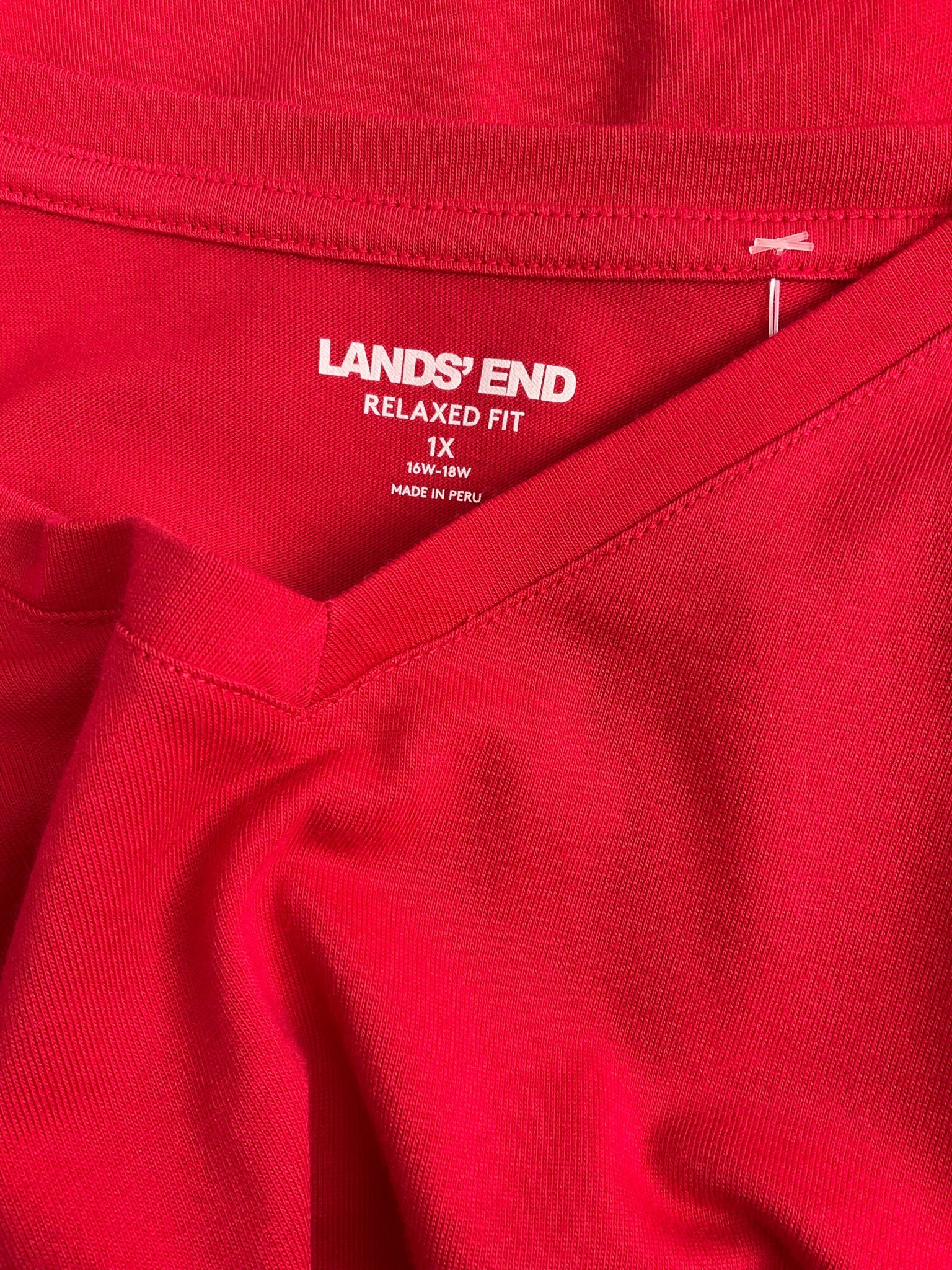 Lands End Red Solid Pre-Owned Ladies Casual Top - Size 1X