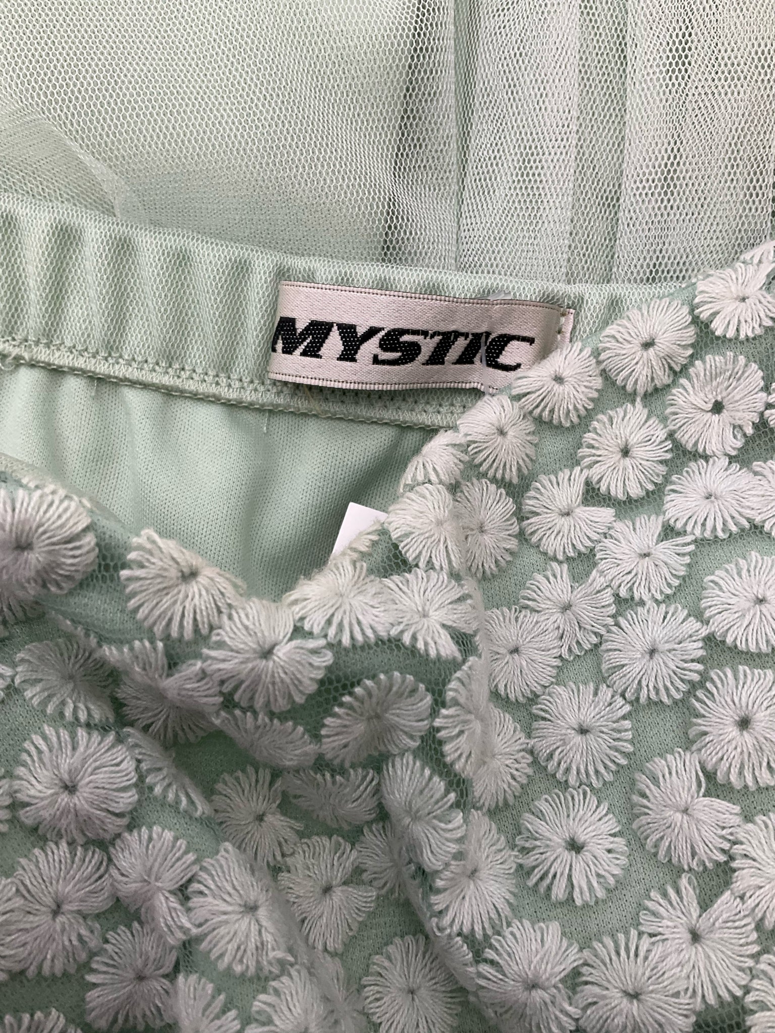 Mystic sage Mini Sage Green Strapless Tulle Dress Embroidered Bodice Medium - Size M