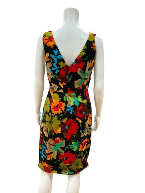 Donna Ricco Multi Color Sheath, Faux Wrap, Cocktail Size 8 Multi Color Floral Pre-Owned Ladies Dress - Size 8