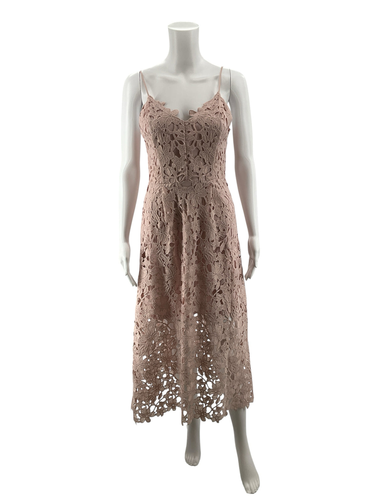 Express Blush Pink Embroidered Floral Lace Cami Midi Dress Size S - ONLINE ONLY