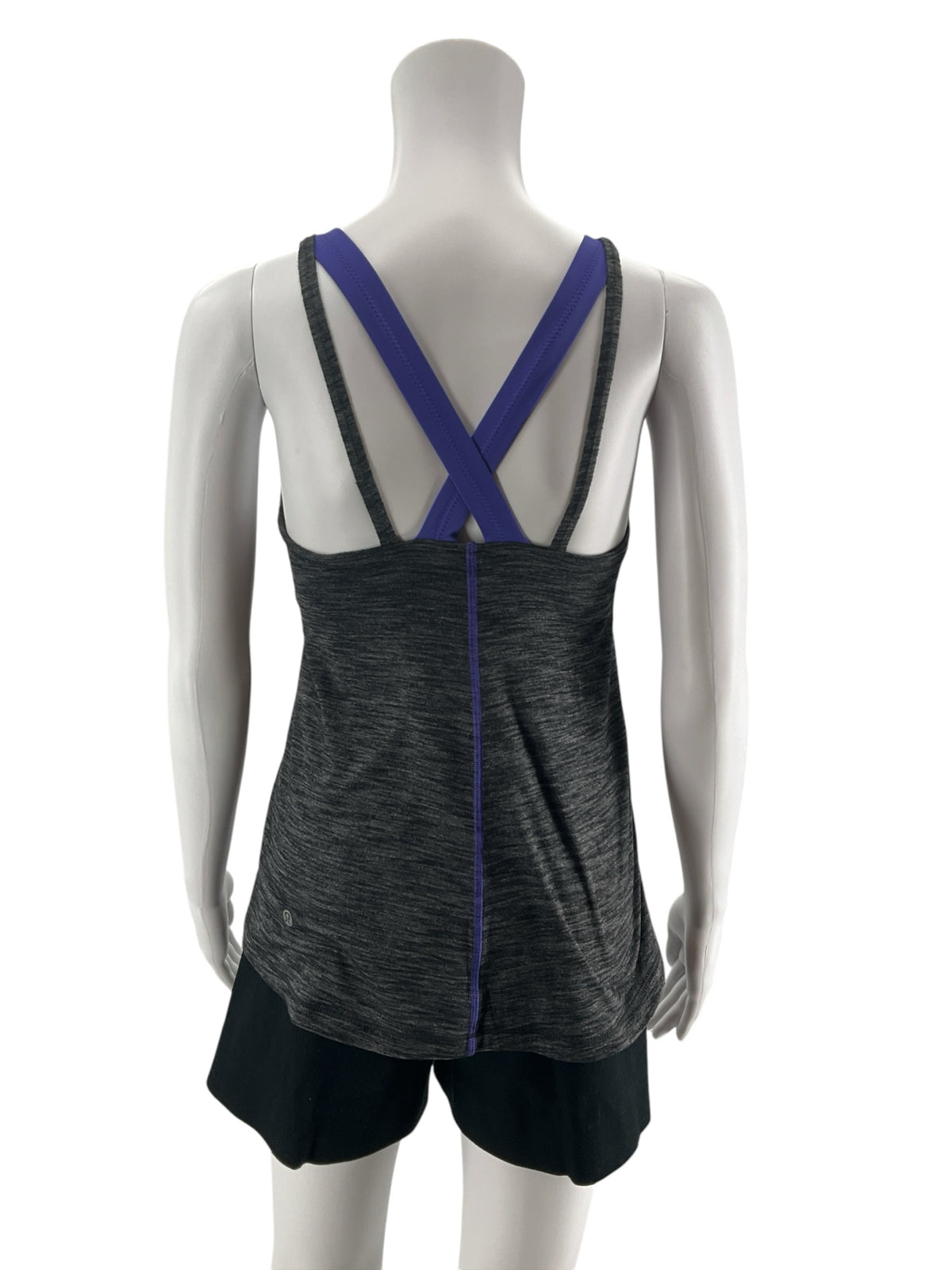 Lululemon Push Ur Limits Tank Heathered Gray Purple Strappy Top Size 6 - ONLINE ONLY