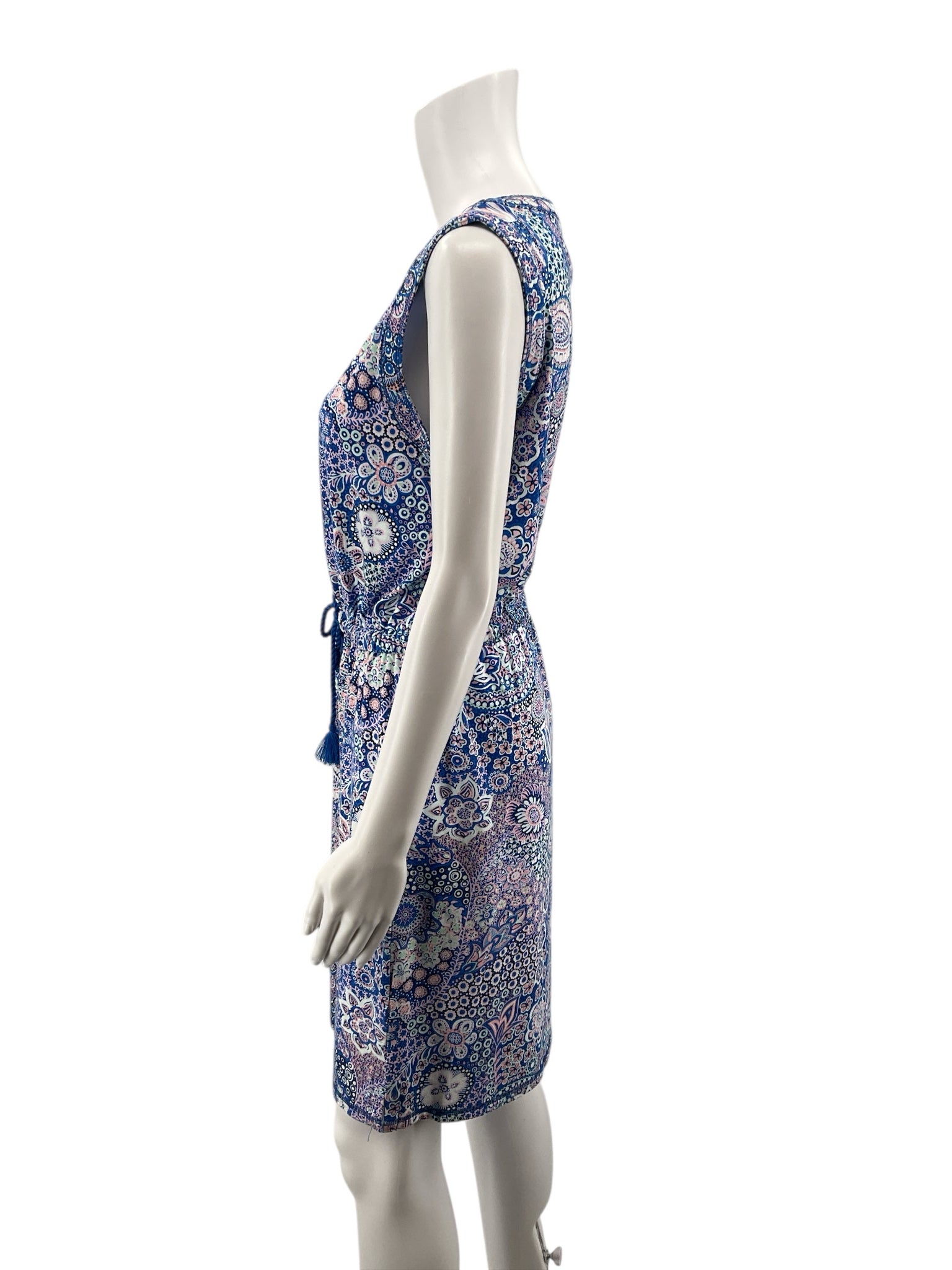 T by Talbots Blue/Pink/White Floral Pre-Owned Ladies Dress - Size Medium