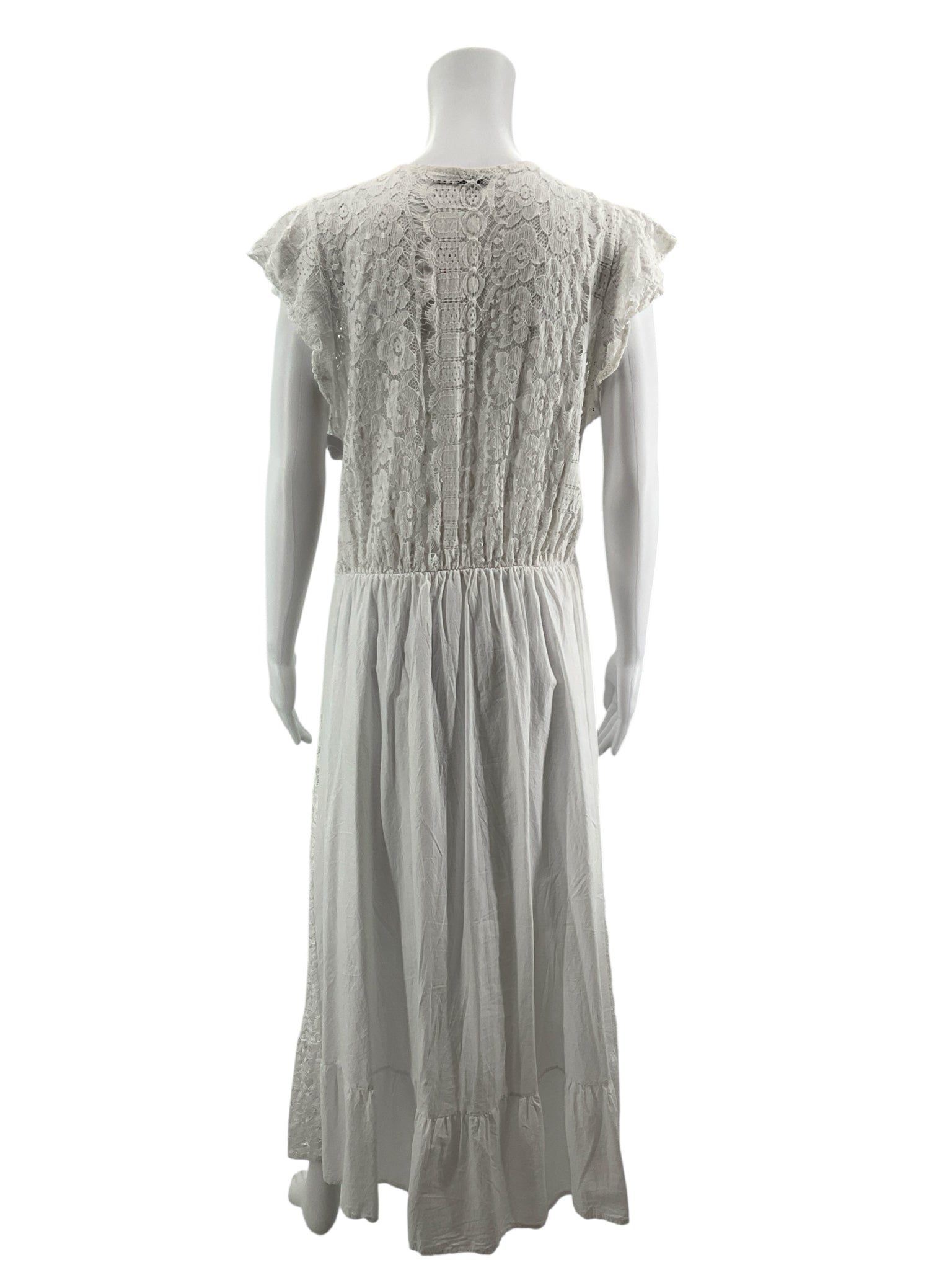 Gigi Moda Italian White Floral Lace Boho Maxi Dress | Size S/M