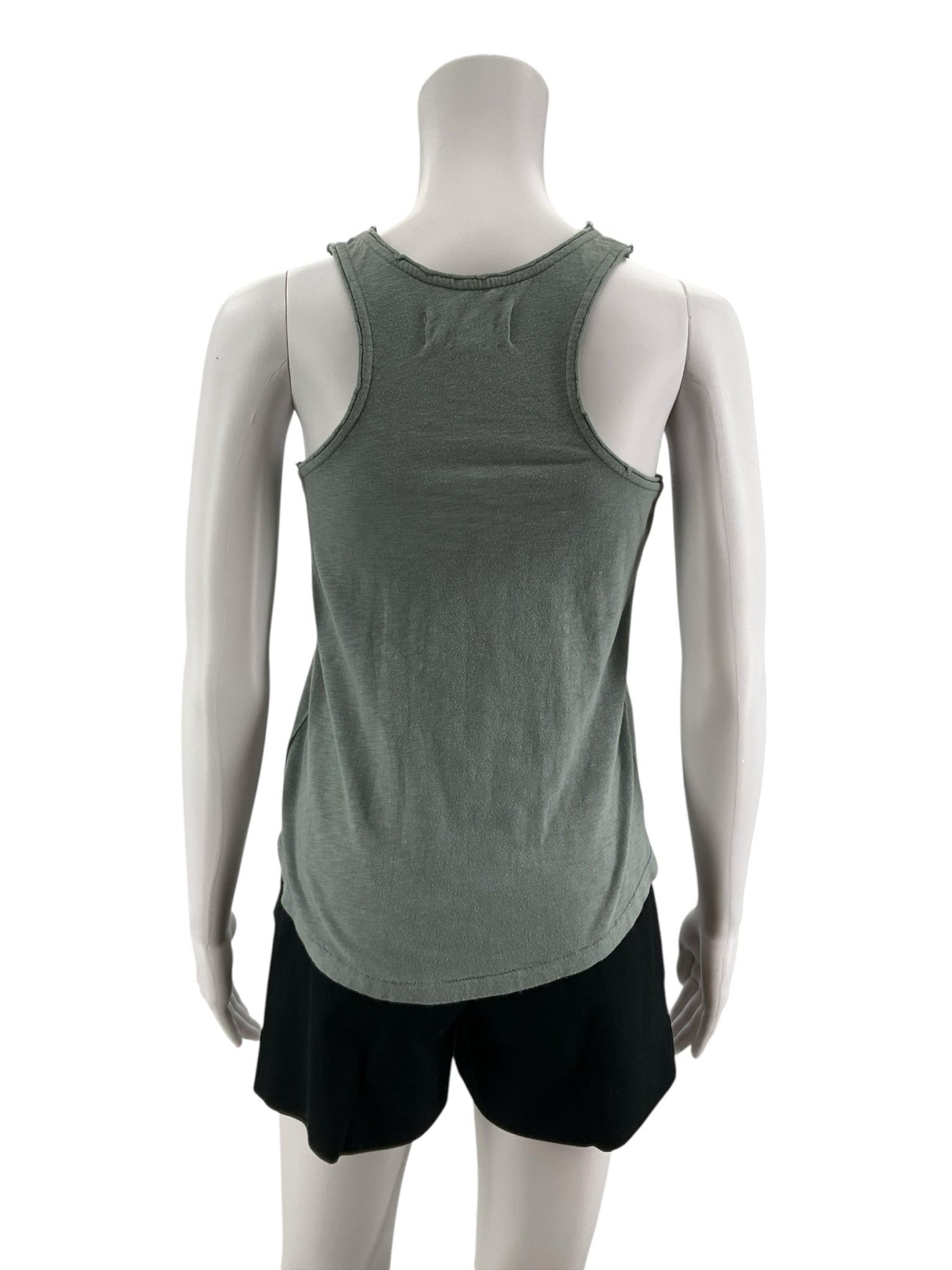 Ecote Beaded Tribal Motif Racerback Tank Top Sage Green Pink XS