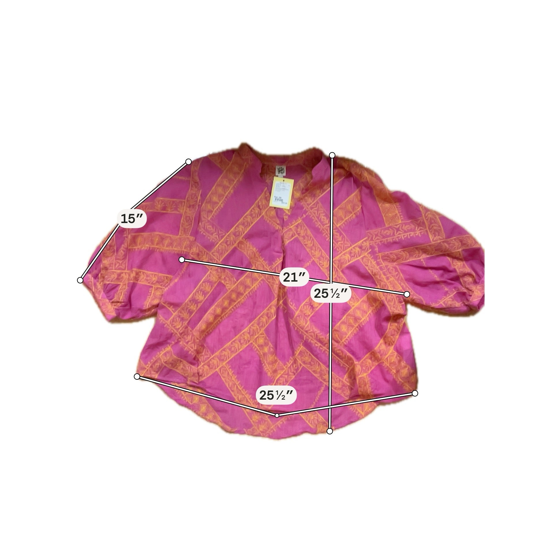 Ivy Jane Pink & Orange Embroidered Boho Tunic Top S/M