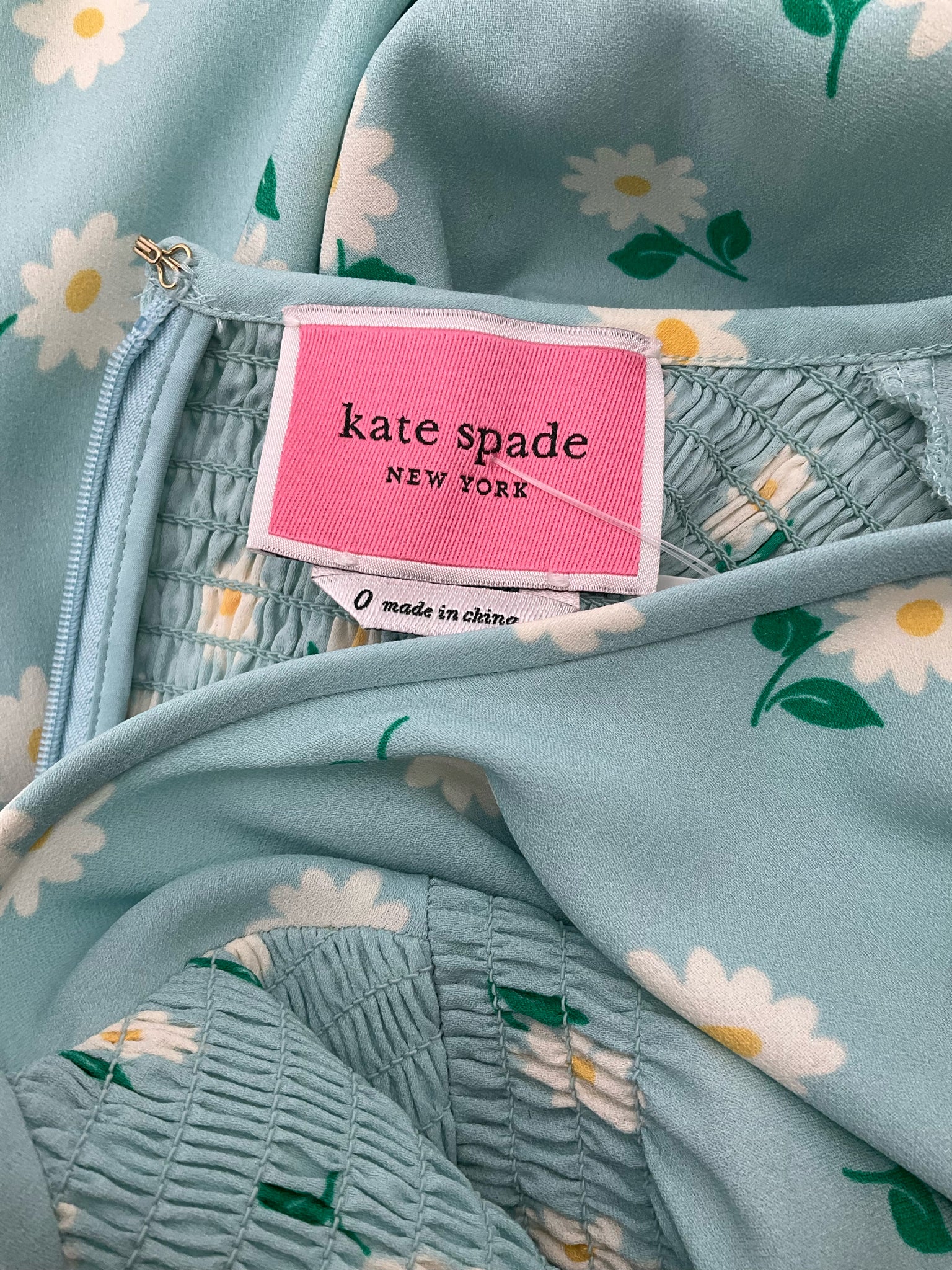 Kate Spade Blue/Cream/Green Floral Pre-Owned Ladies Dress -Size 0