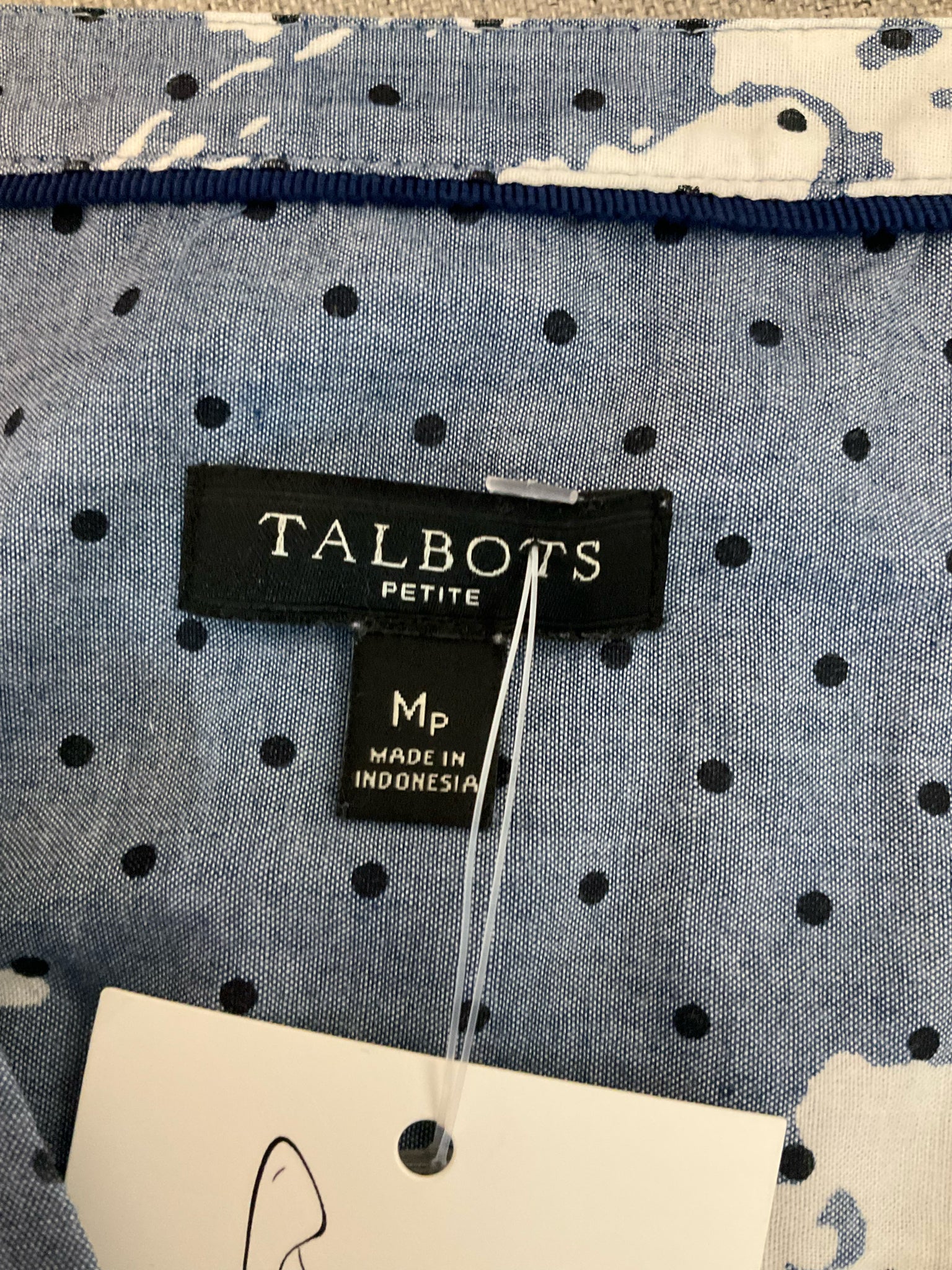 Talbots Petite Floral Polka Dot Chambray Tunic Top Size MP