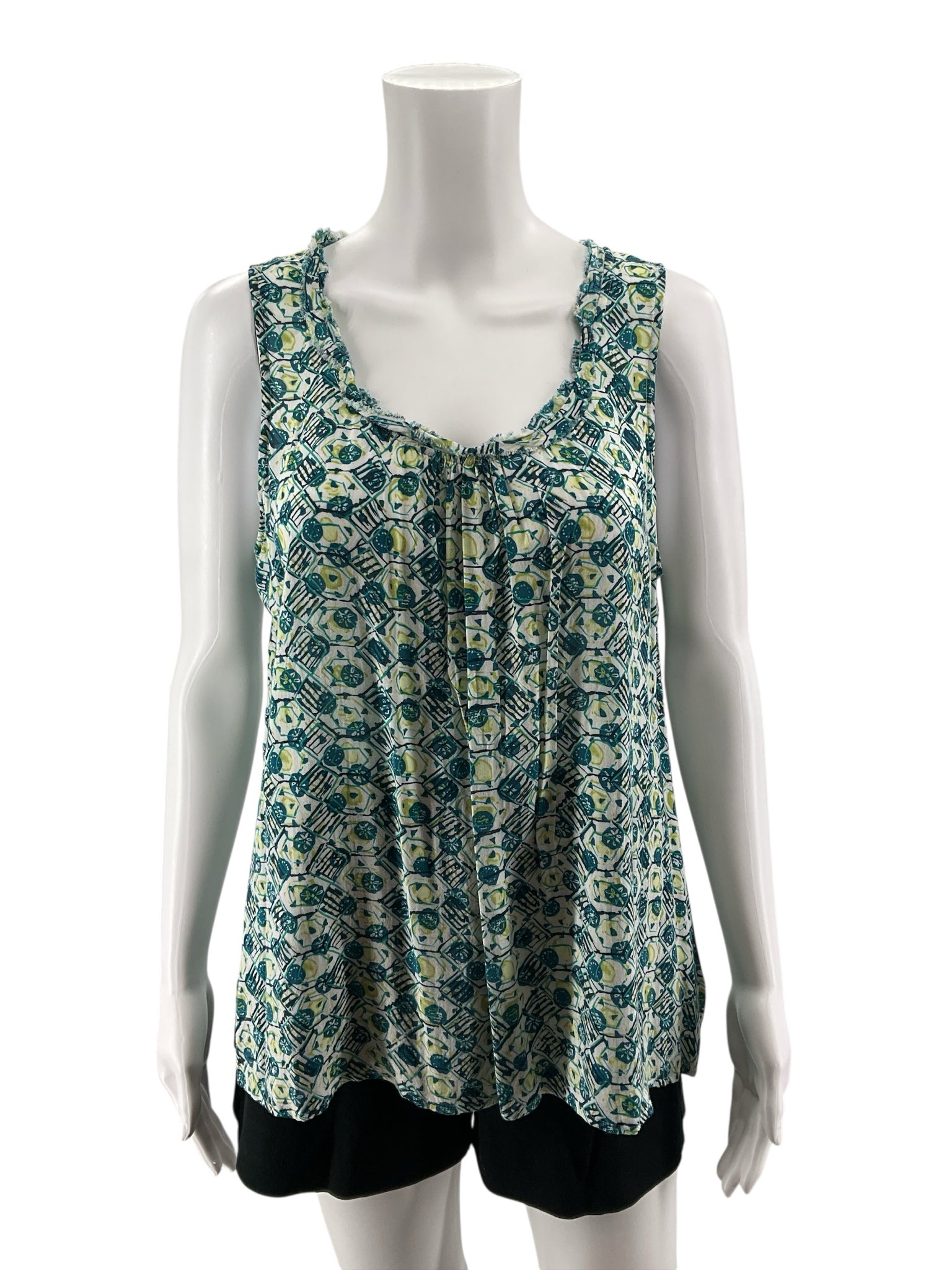 J. Jill Pure Jill Abstract Floral Print Rayon Tank Top | Large Petite