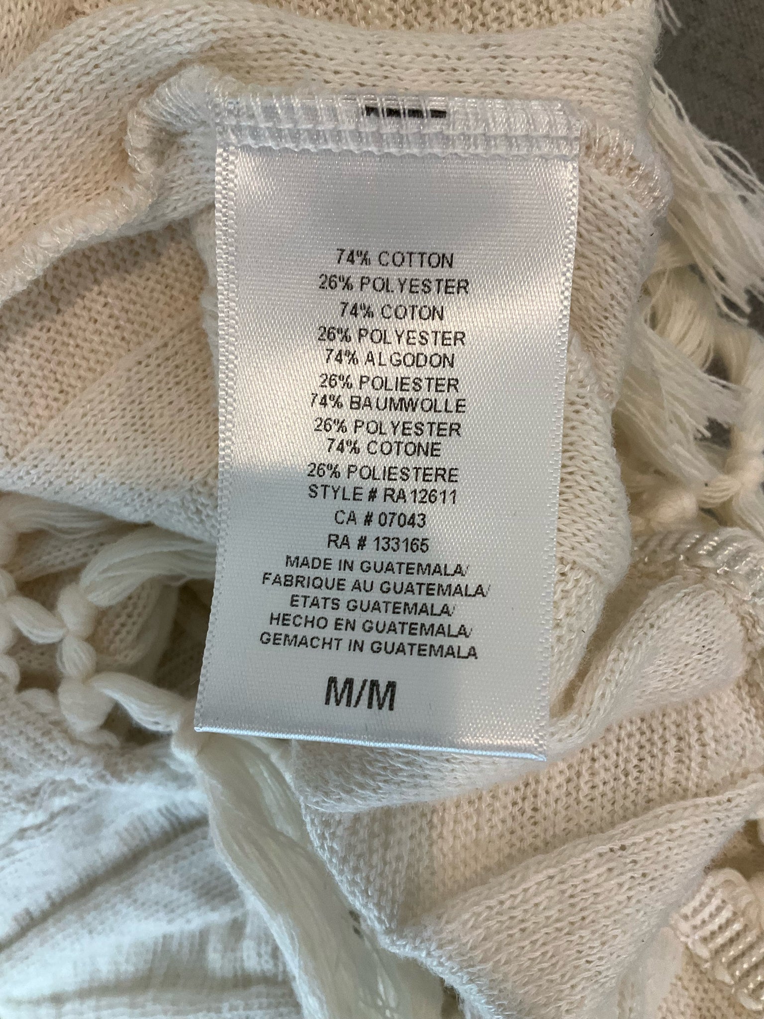 Eri + ali Cream Sleeveless Eri + ali Cream Macrame Fringe Boho Knit Tank Top Size Medium - Size M
