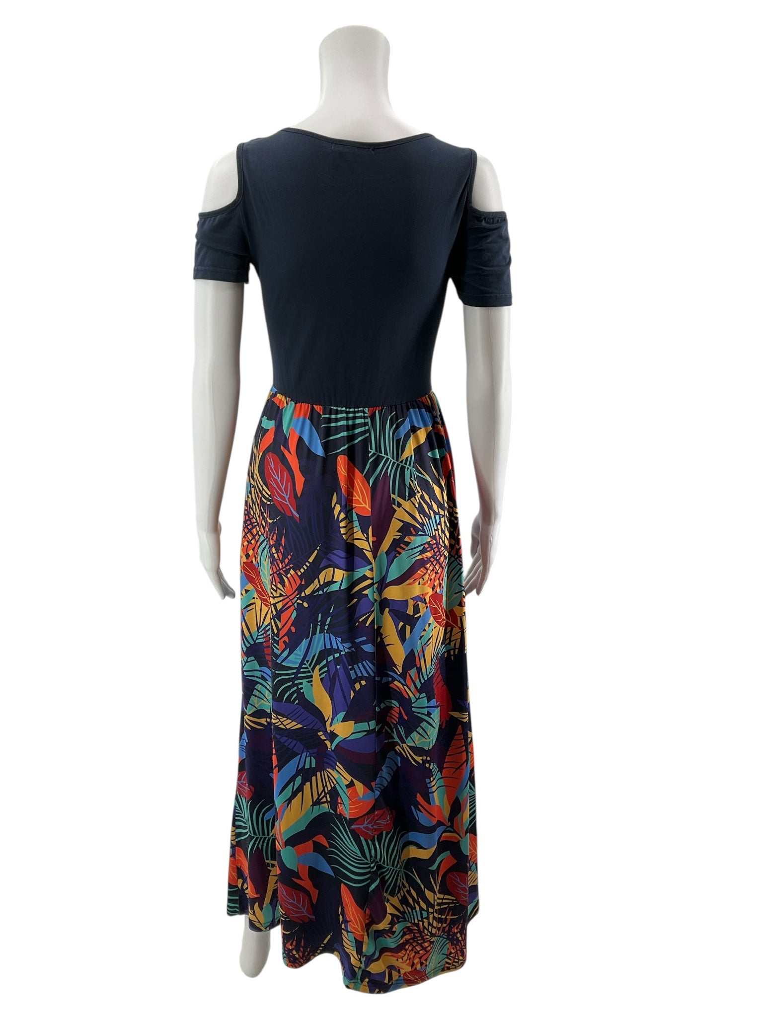 Styleword Navy Floral Cold Shoulder Maxi Dress Size Small