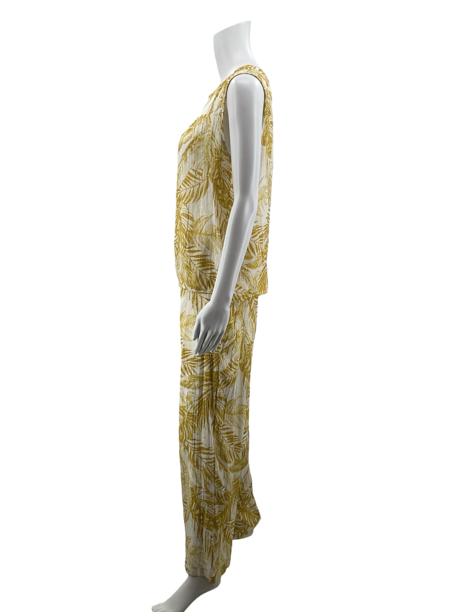 Nanette Lepore Mustard Palm Leaf 2-Piece Set Top & Pants | Size Medium