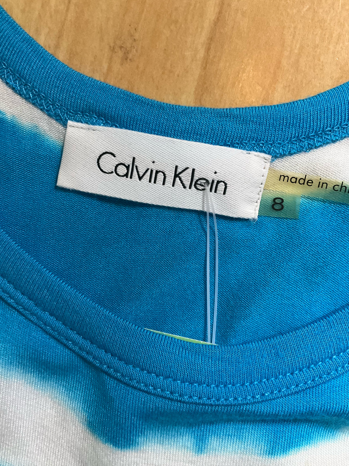 Calvin Klein Turquoise Tie-Dye Sleeveless Midi Dress Size 8 - ONLINE ONLY
