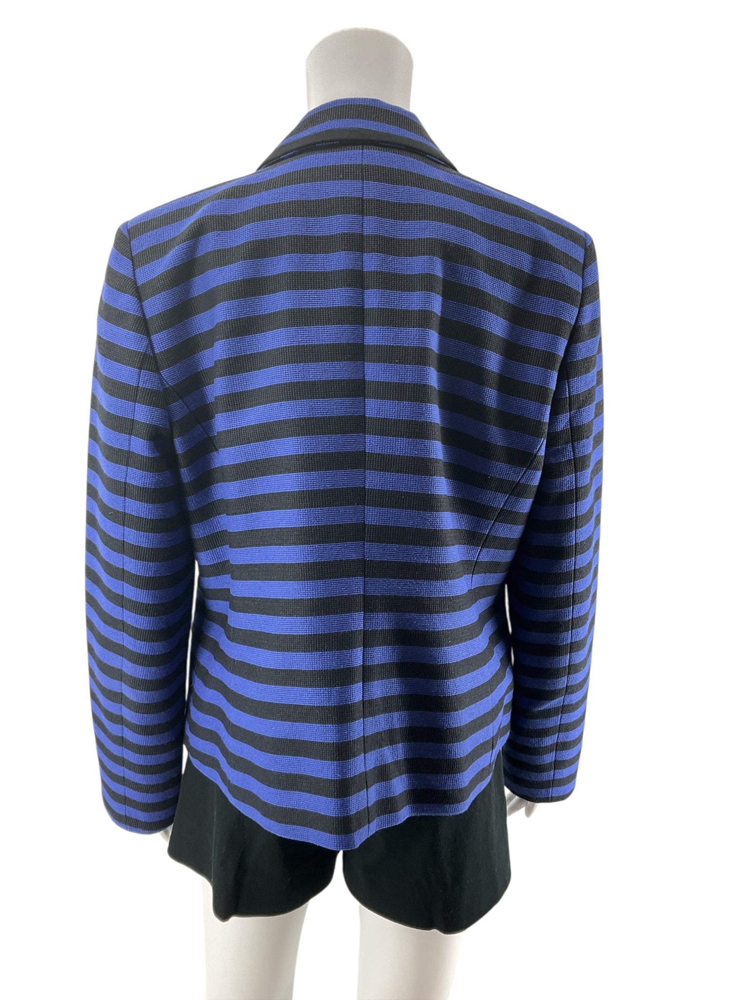Ann Taylor LOFT Striped Knit Blazer Blue Black Cotton Blend Size 12