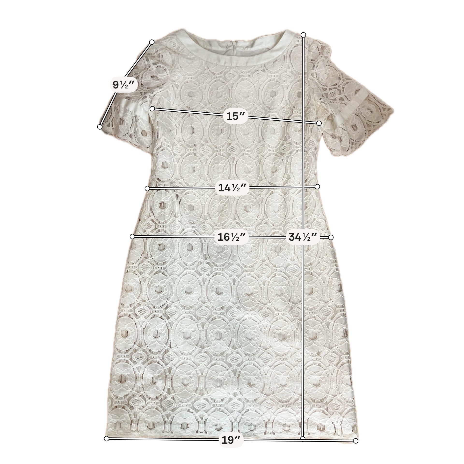 Liz Claiborne Cream Floral Lace Shift Dress Size 12