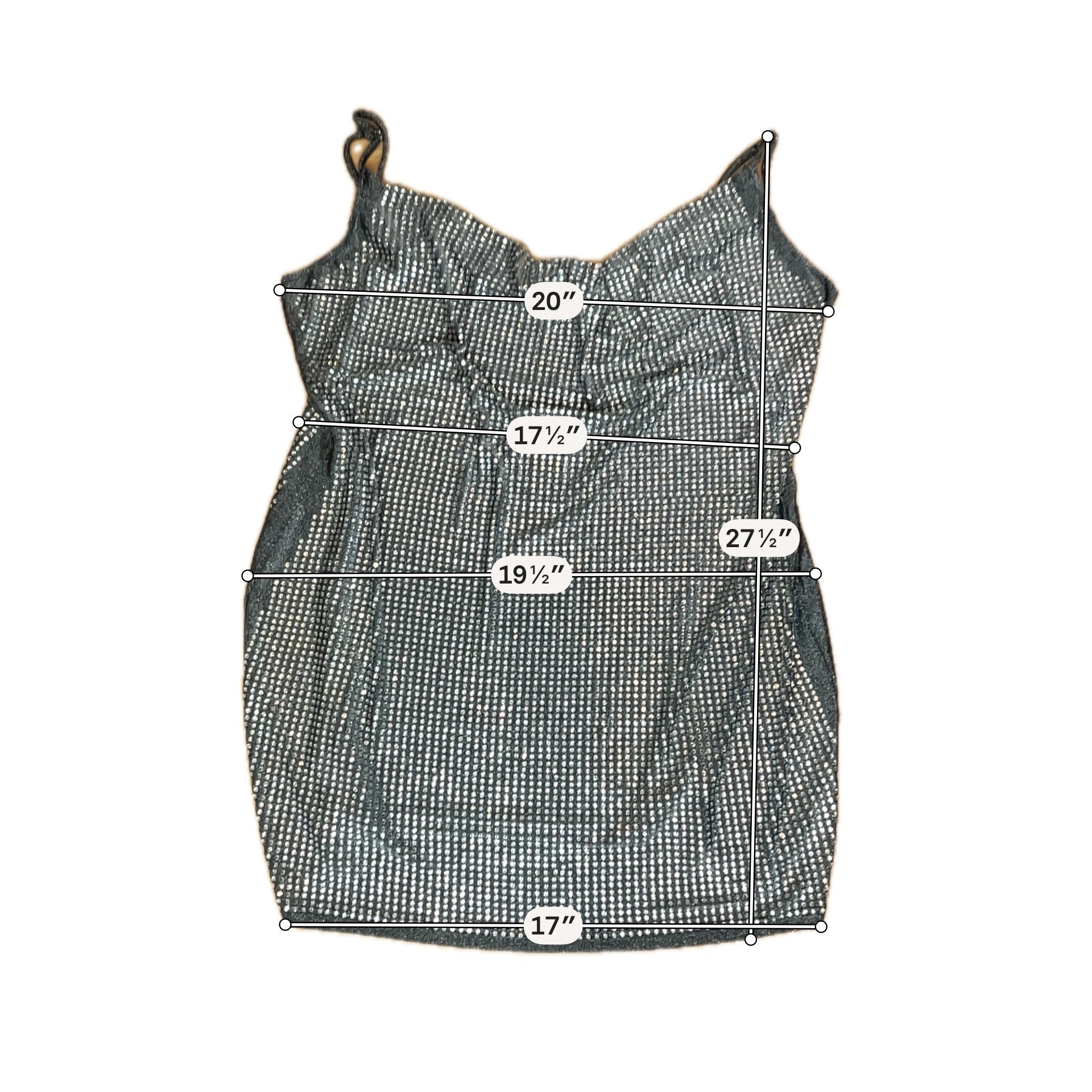 Fashion Nova 3X Rhinestone Cowl Neck Cami Top Metallic Gray Black NWT