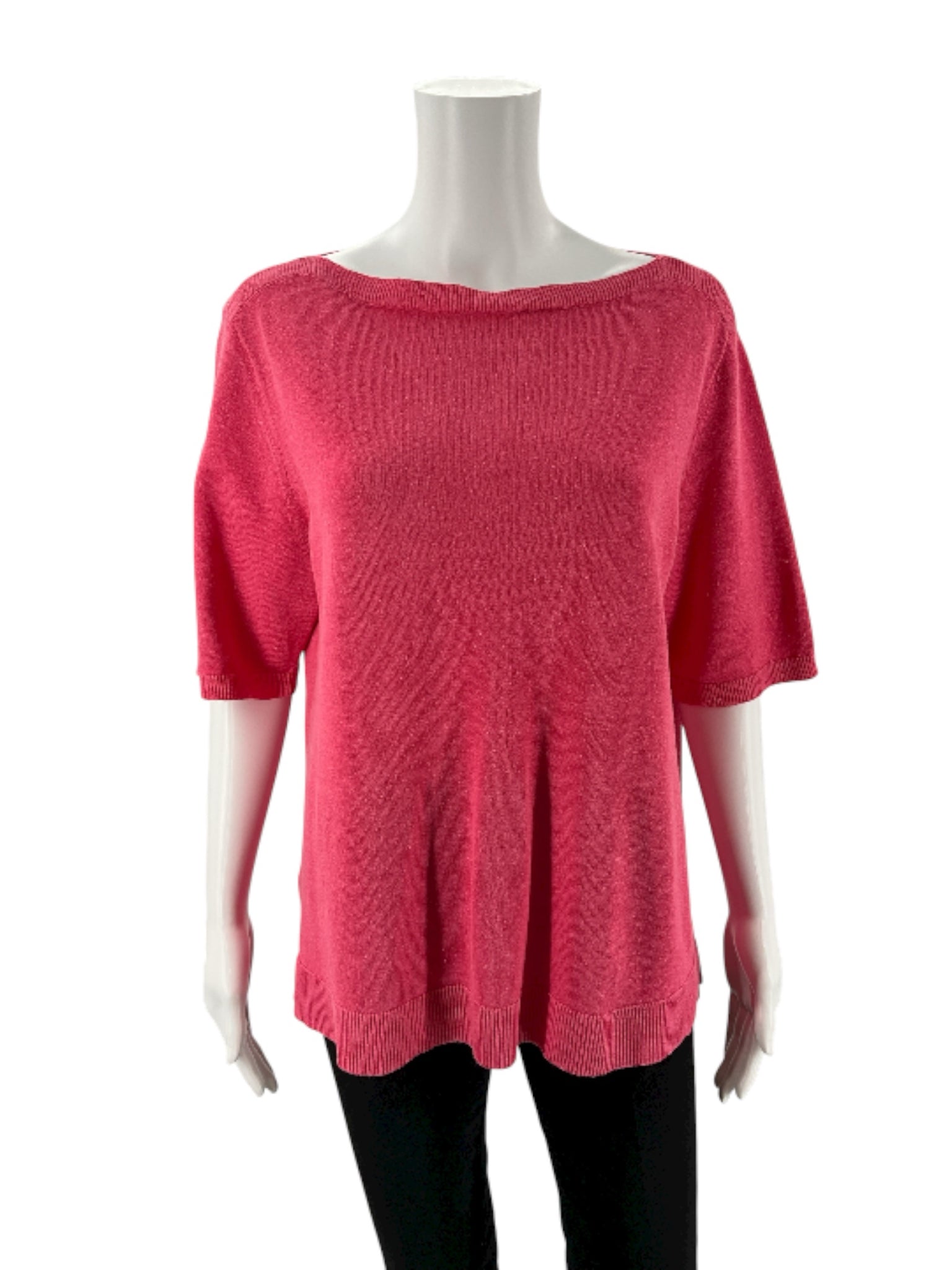 Ann Taylor Heathered Pink Linen Blend Boatneck Top Size Large