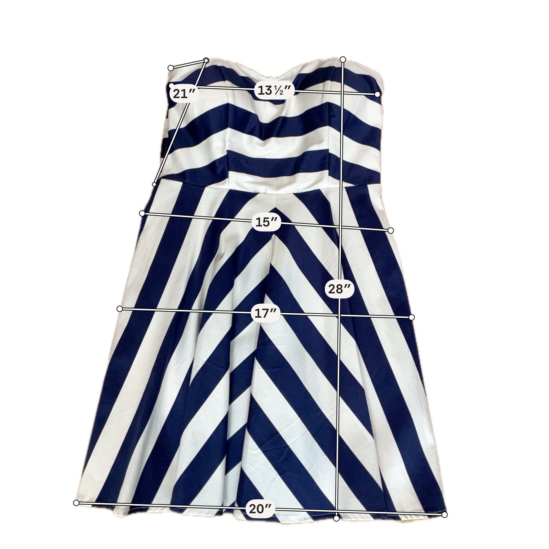 Jodi Kristopher Size 7 white/navy Stripe Pre-Owned Ladies Dress