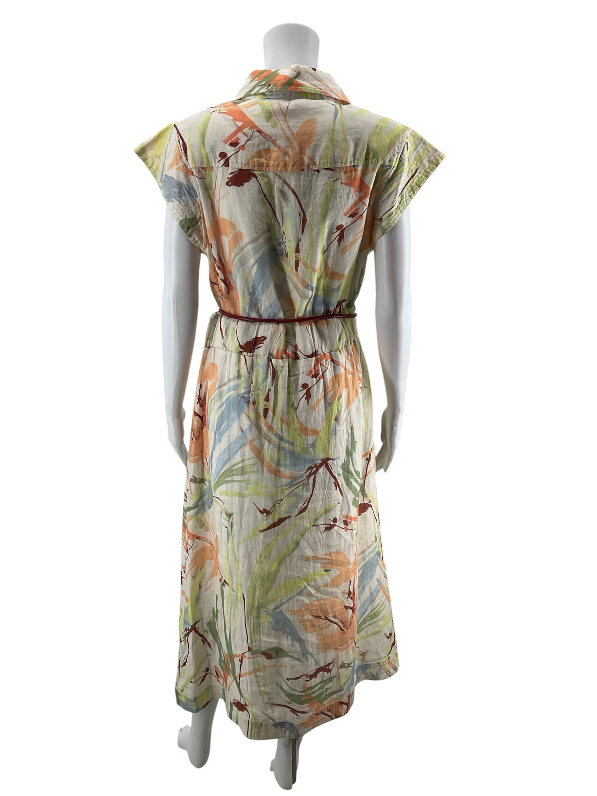 Never A Wallflower Floral Linen Midi Shirt Dress Size Medium - ONLINE ONLY