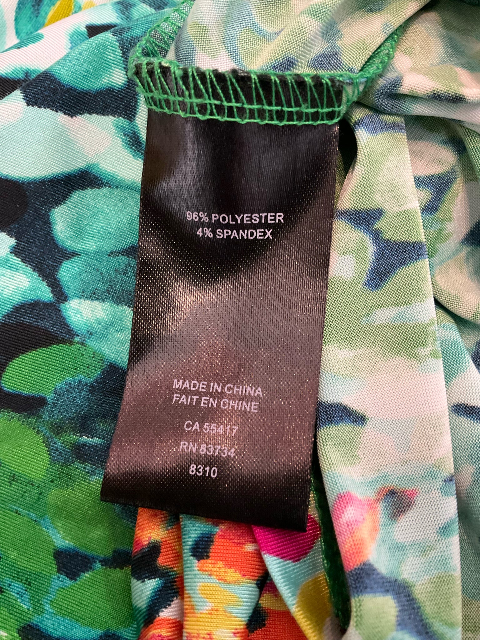 Linea Domani Small Petite Green Multi Abstract Dot Print Sleeveless Top Blouse