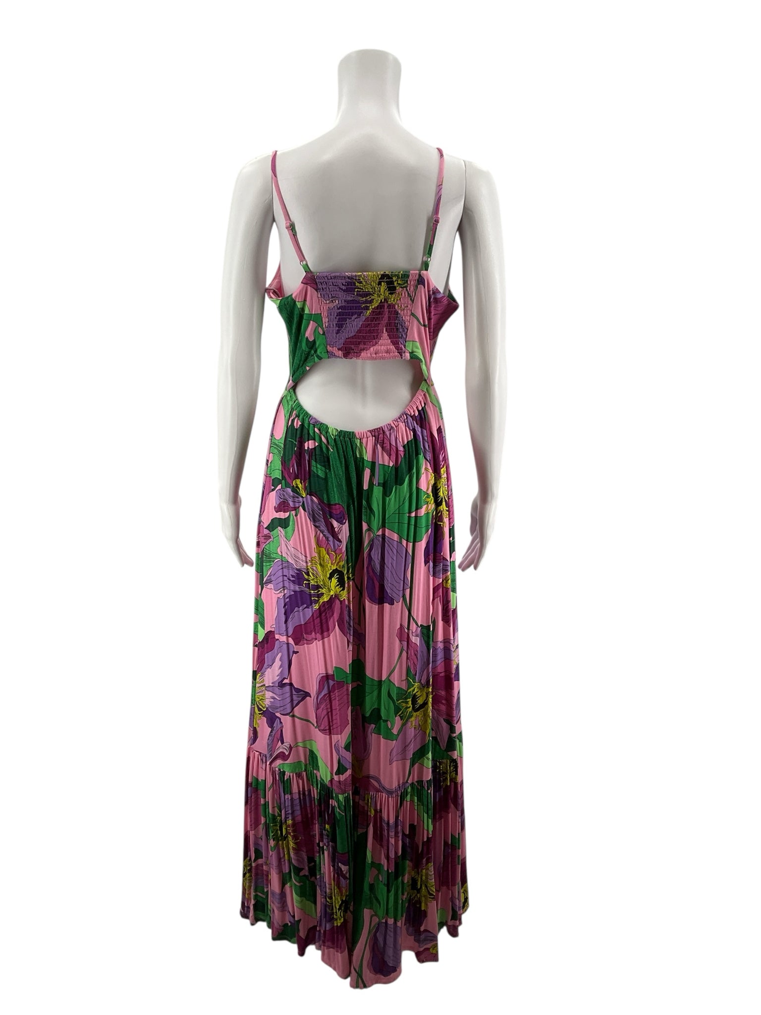 Express pink/purple/green Maxi Floral V-Neck Spaghetti Strap Maxi Dress Size Medium - Size M