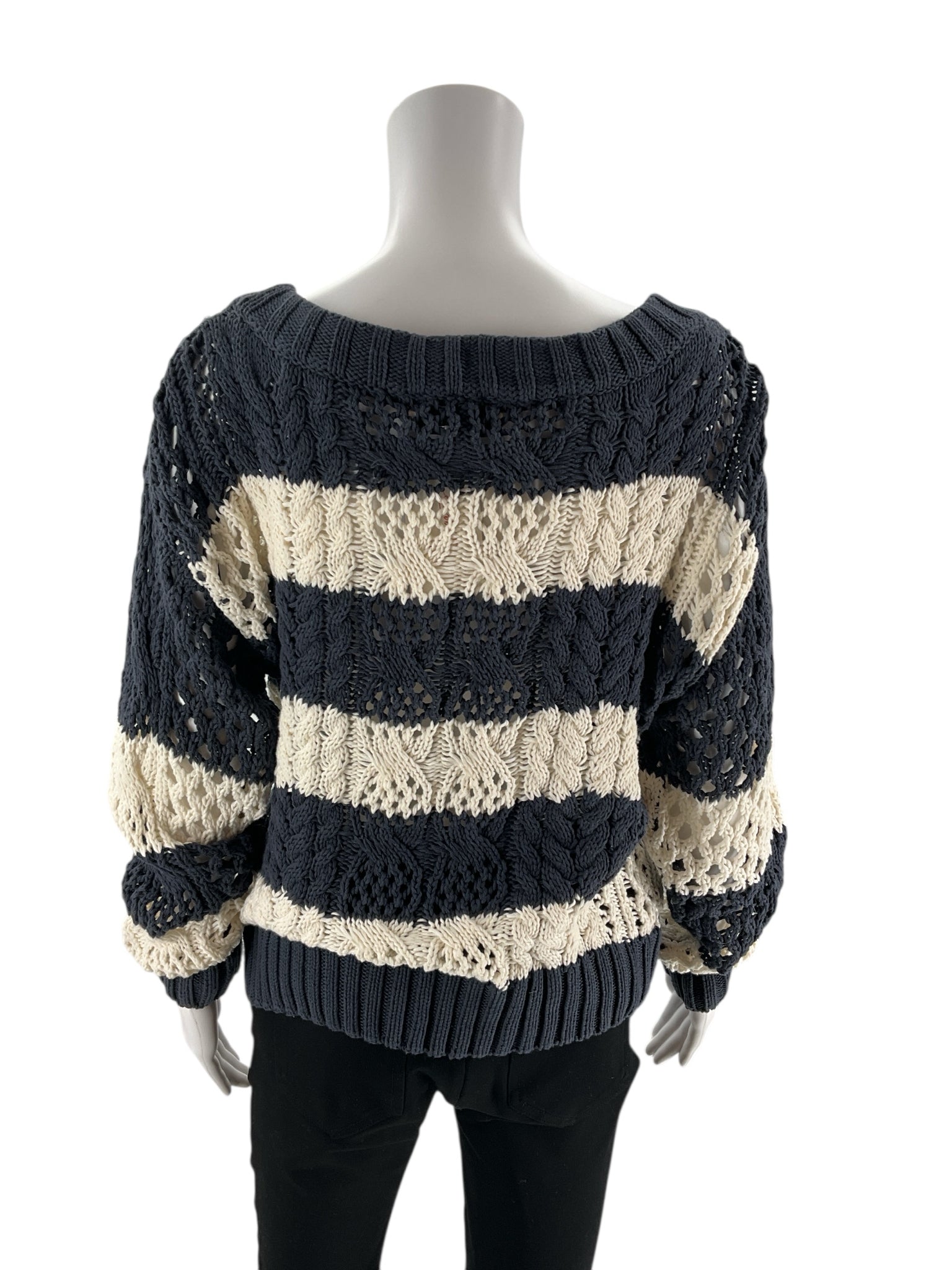 John + Jenn - BLUE/CREAM Stripe Pre-Owned Ladies Casual Top - Size XS