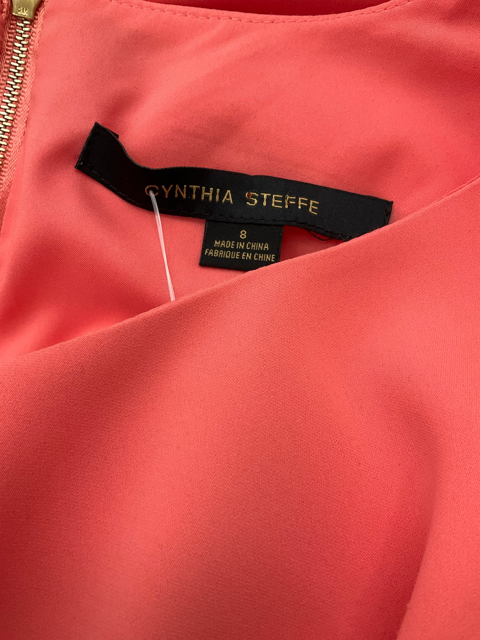 Cynthia Steffe Coral Solid Pre-Owned Ladies Dress - Size 8