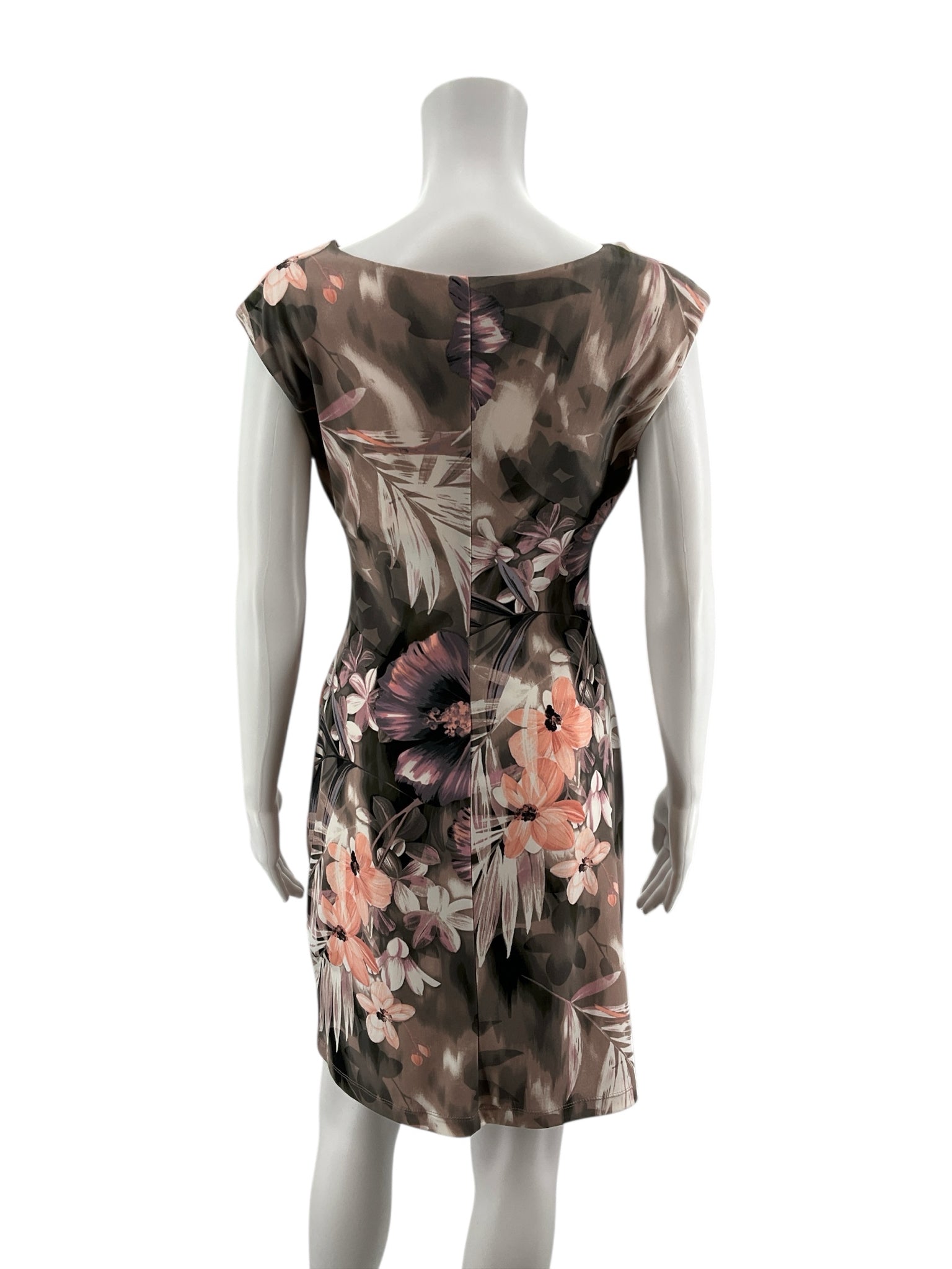 Connected Apparel mauve/purple Sheath Mauve/Purple Floral Pre-Owned Ladies Dress - Size 4 Petite - Size 4P