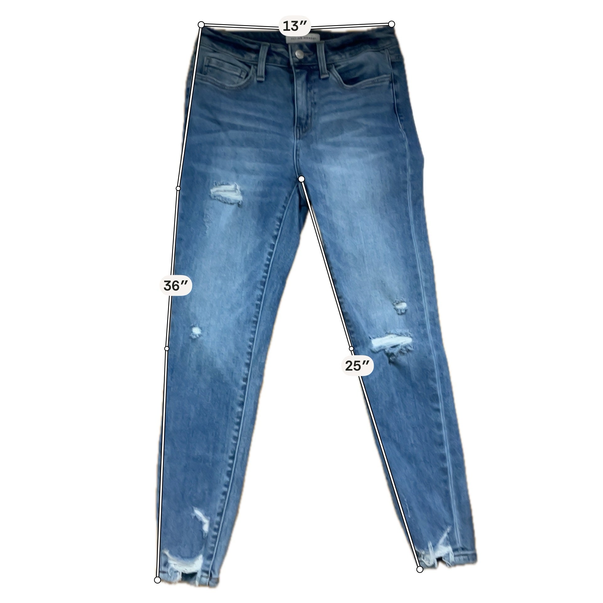 Flying Monkey Mid-Rise Distressed Raw Hem Skinny Jeans Size 4