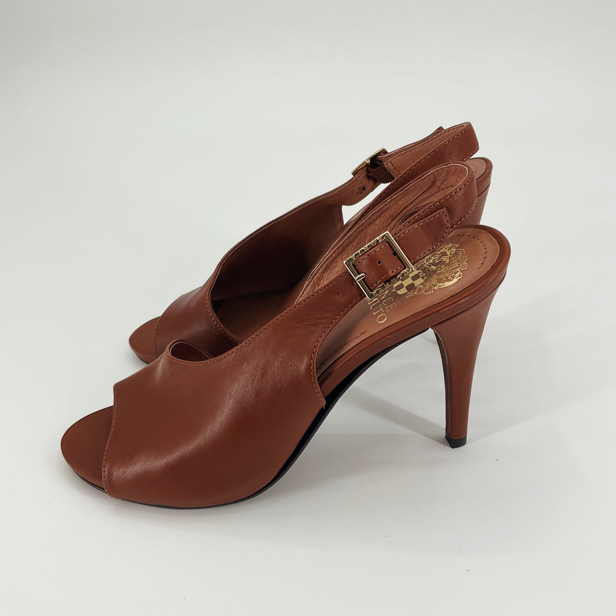 Franco Sarto Tobacco Heels Vince Camuto Tobacco Solid Pre-Owned Ladies Heel - Size 7.5 - Size 7.5