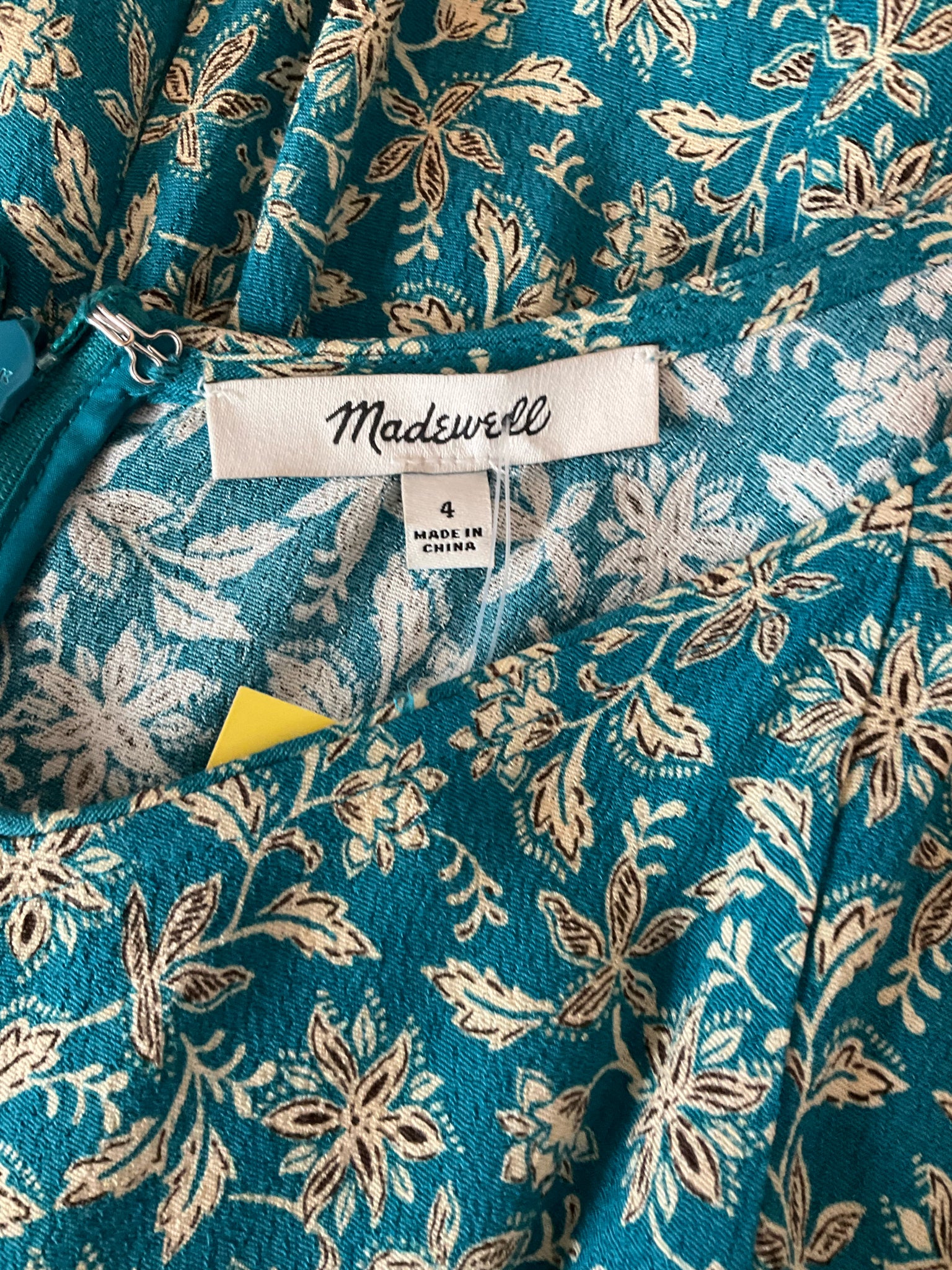 Madewell teal/tan Maxi Teal & Tan Floral Smocked Back Maxi Dress Size 4 - Size 4
