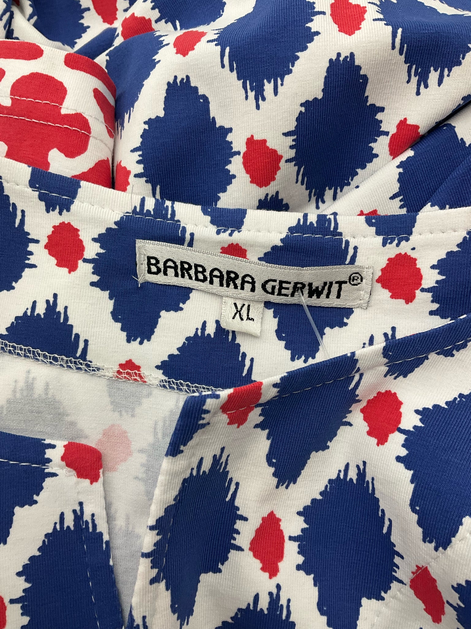 Barbara Gerwit white/red/blue Shift Barabara Gerwit White/Red/Blue Print Pre-Owned Ladies Dress - Size XL - Size XL