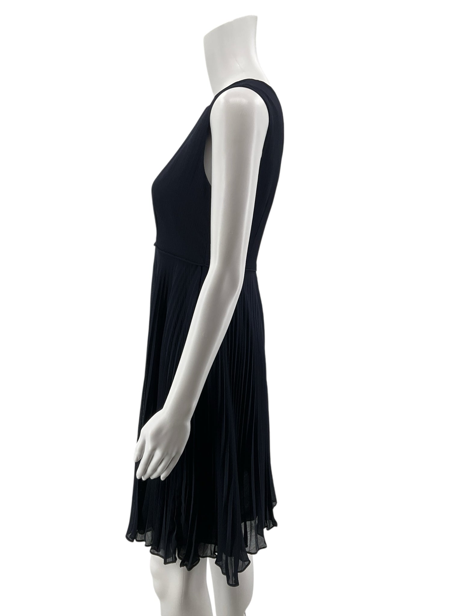 LIZ NOW by Liz Claiborne Vintage Navy Pleated Sleeveless Dress Size 6