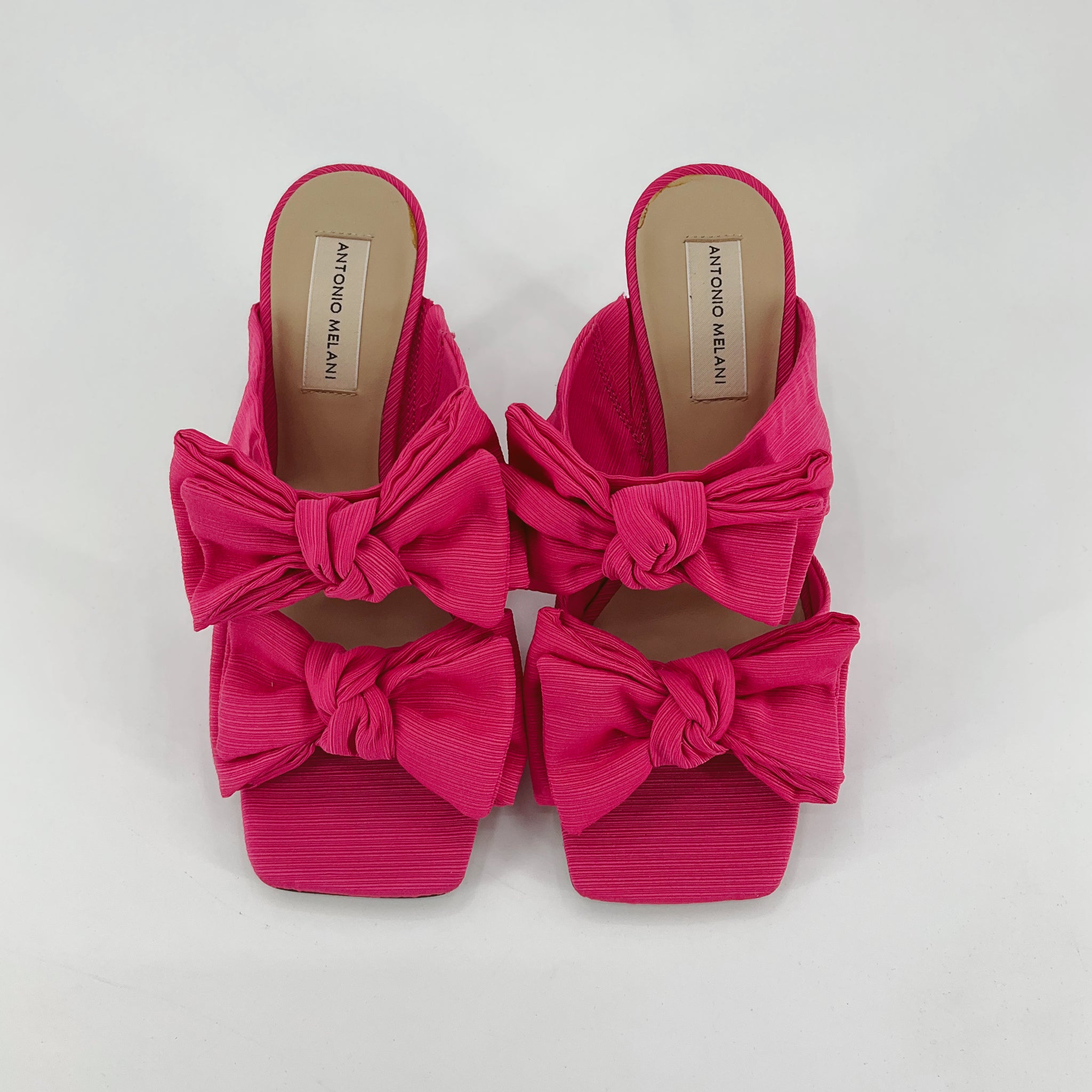 Antonio Melani Aniyah Pleated Bow Mules Heels Size 7 Fuchsia Pink