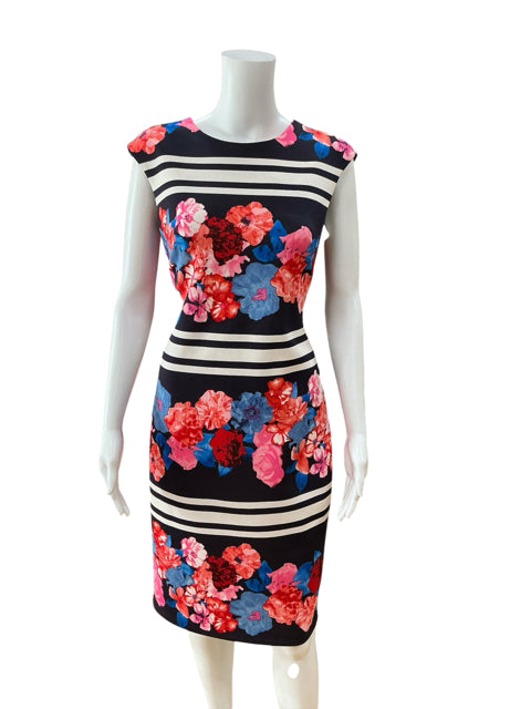 Vince Camuto Vince Camuto Floral Scuba Sheath Dress Navy Blue Red Size 6
